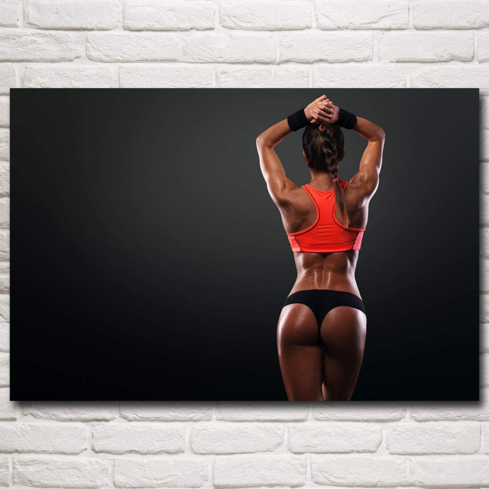 Sexy Fitness Model Weightlifting Poster - Motivational Wall Art for Women's Home Gym & Workout Room - 40x60cm Unframed Canvas Print - Perfect for CrossFit Inspiration & Strength Training Decor