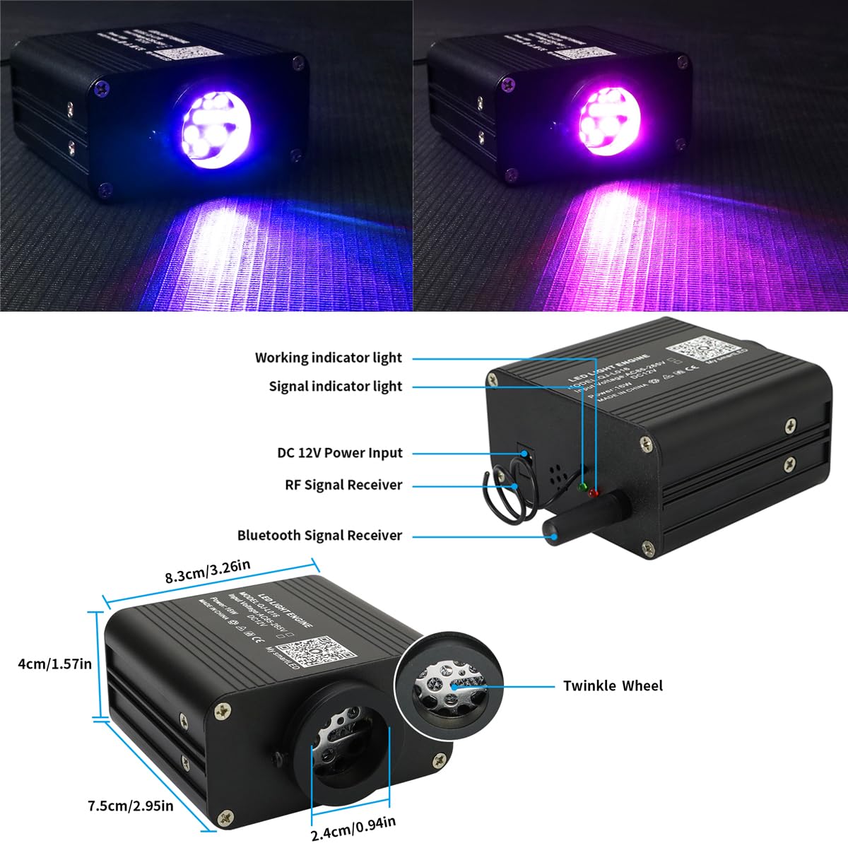 AZIMOM 16W Twinkle & Sound Activated 600pcs 0.03in Fiber Optic Star Ceiling Kit - 13.1ft End Glow Strands with APP & Remote Control for Car & Home Decoration | Perfect for Bedroom, Theater, and Romantic Ambiance Lighting