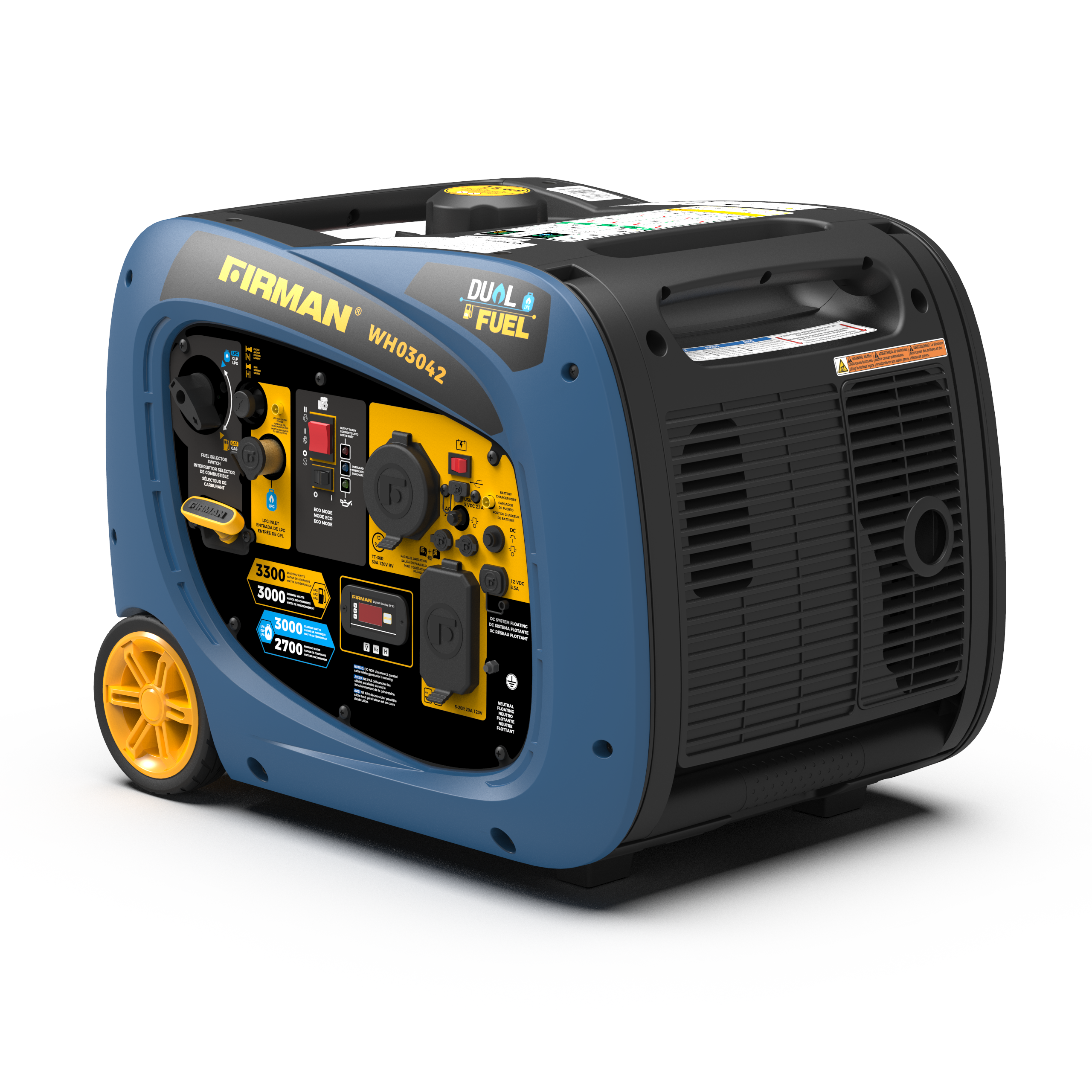 3300W Dual Fuel Inverter Generator with Electric Start - Portable Power for Camping, RV Trips & Emergency Backup