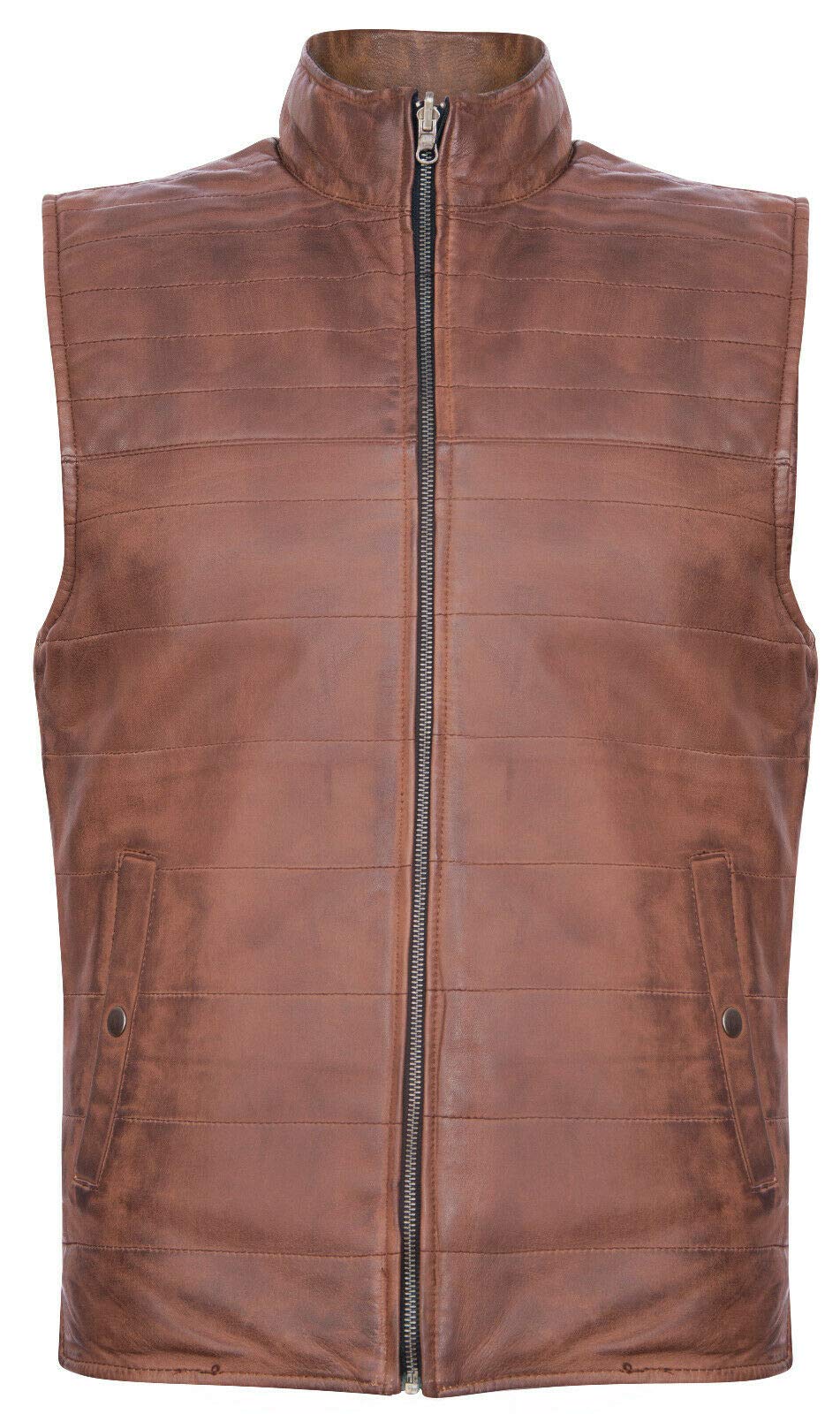 Men's Reversible Leather Puffer Vest - Black/Brown Quilted Waistcoat Gilet for Winter Warmth | Outdoor Activities & Casual Wear