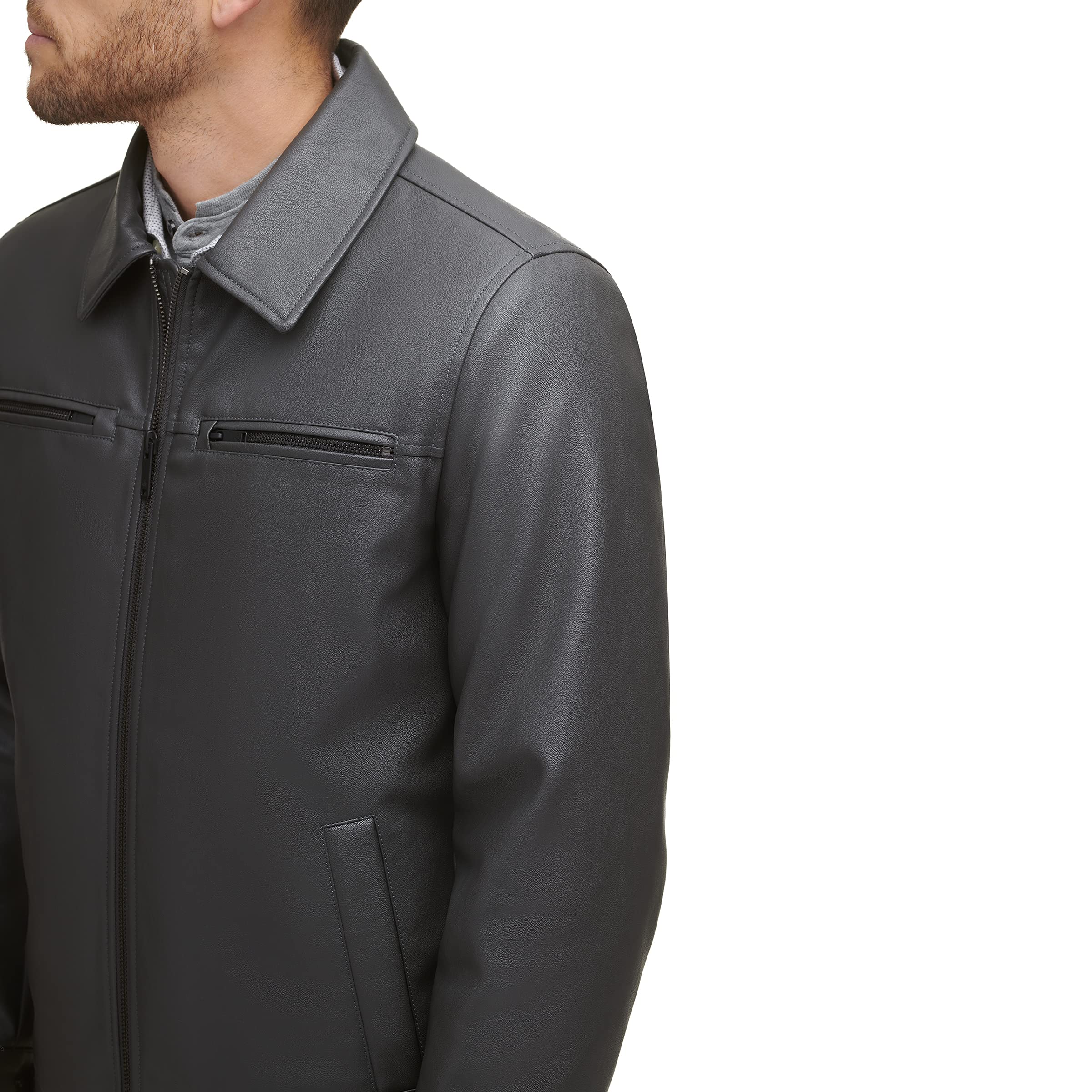 Dockers Men's James Faux Leather Jacket - Classic Biker Style Jacket for Men (Regular, Big & Tall Sizes) - Perfect for Casual Wear, Night Out & Motorcycle Riding