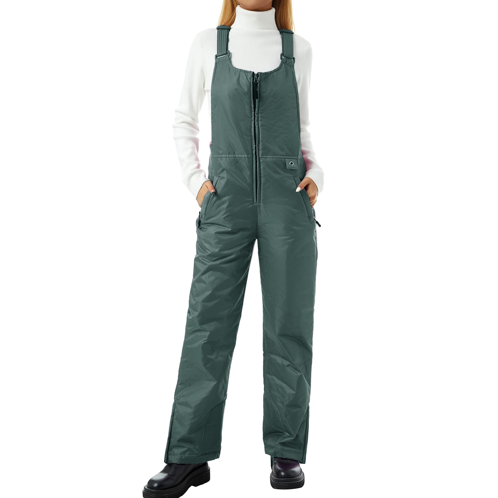 **LisenraIn Women's Waterproof Insulated Snow Bibs - Adjustable Strap, One-Piece Snowboard Overalls with Pockets for Skiing & Winter Sports**