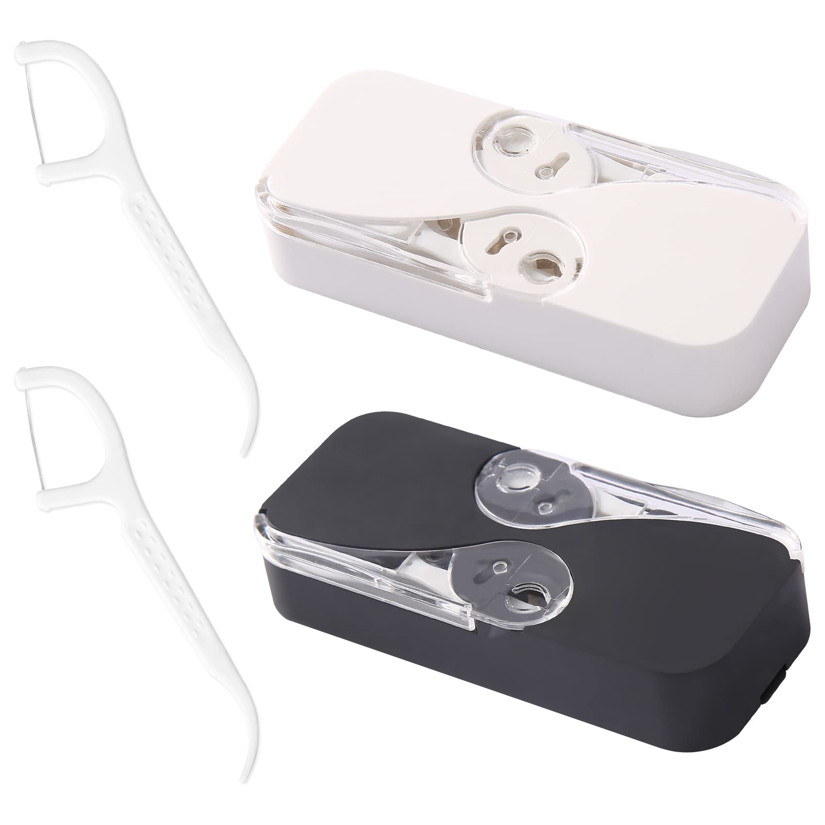 JIBIACB Automatic Dental Floss Dispenser Case - Portable Floss Pick Holder for Teeth Cleaning (Black & White) | Perfect for Travel, Office & On-the-Go Oral Care