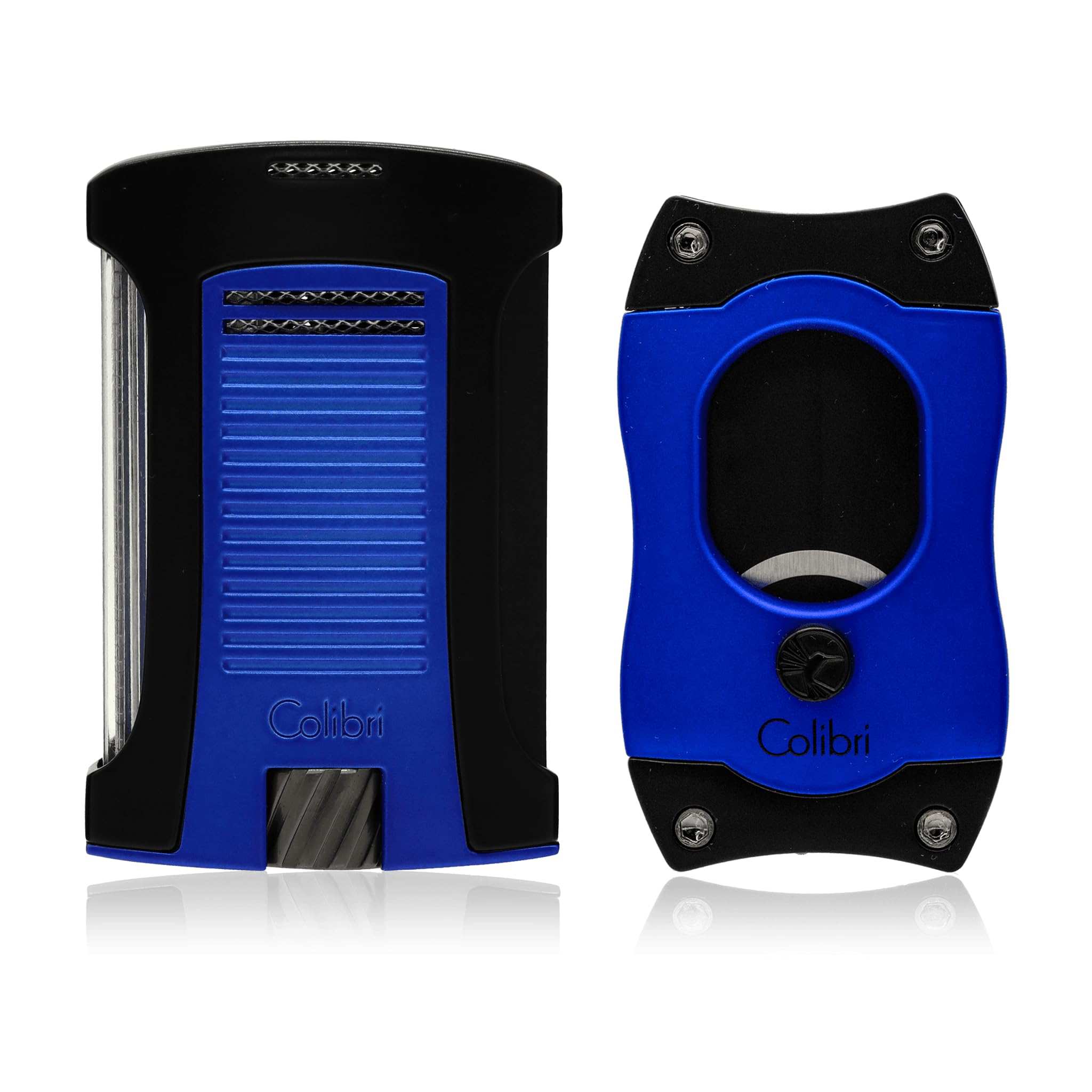Colibri Daytona + S-Cut Premium Lighter Gift Set in Blue - Perfect for Cigar Aficionados, Collectors & Luxury Gifts