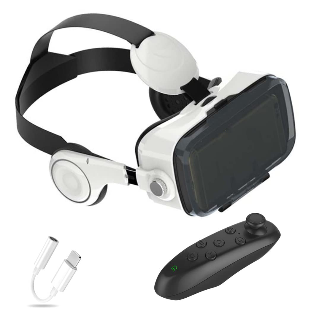 3D VR Headset with Bluetooth Controller - Compatible with iPhone 13 Pro Max/13 Pro/13/12/11, Samsung Galaxy S21, Huawei & Xiaomi Series - Immersive Virtual Reality Gaming & Movie Experience for Home Entertainment