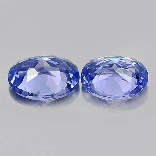 1.24tcw Natural Slightly Purplish Blue Tanzanite Gemstone - 6x5mm Oval Cut VS Loose Stones (Matched Pair) - Perfect for Jewelry Making, Engagement Rings & Collector's Specimens