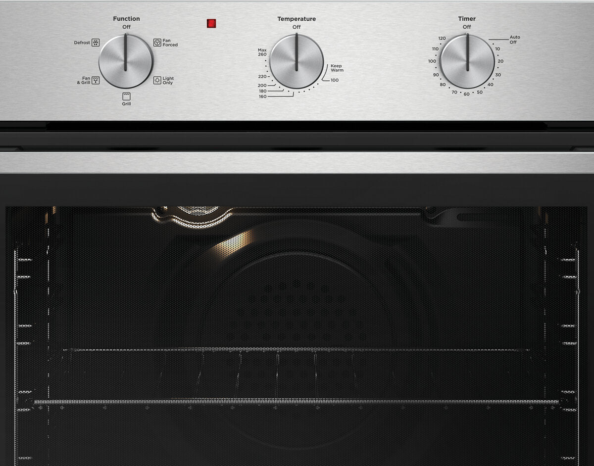 Westinghouse 60cm Stainless Steel Multi Function Oven WVE6314SD - Built-in Electric Oven with Convection, Grill & Timer - Perfect for Baking, Roasting & Broiling in Modern Kitchens