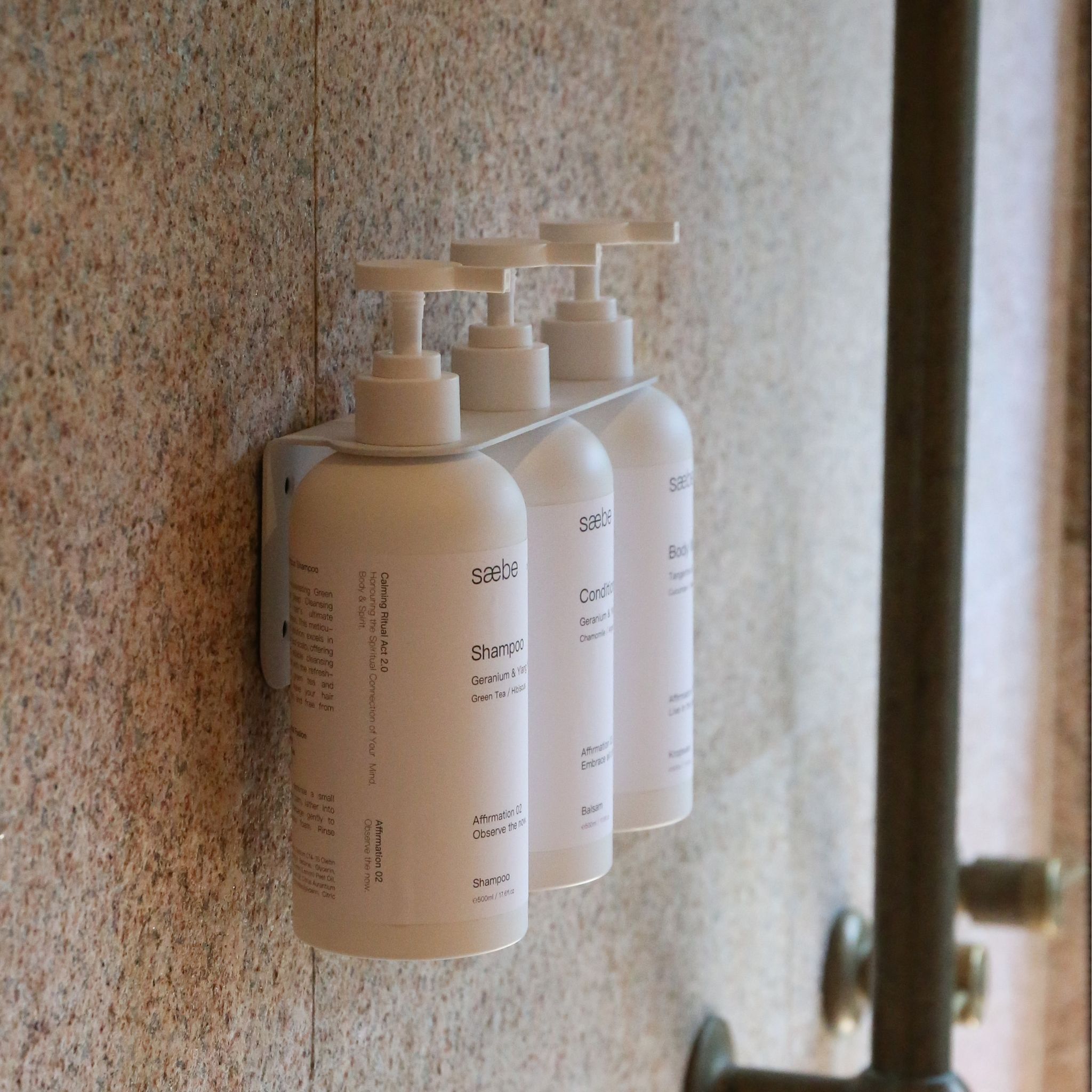 Floating Triple Soap Dispenser Holder - White | Wall-Mounted Bathroom Organizer for Liquid Soap, Shampoo & Conditioner | Space-Saving Design for Showers, Sinks & Vanities