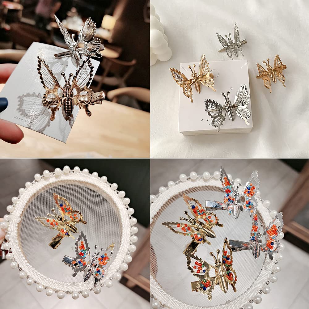 Sparkly Butterfly Hair Clips with Moving Wings - 6pcs Creative Metal Hair Accessories for Women & Girls | Perfect for Parties, Weddings & Everyday Styling