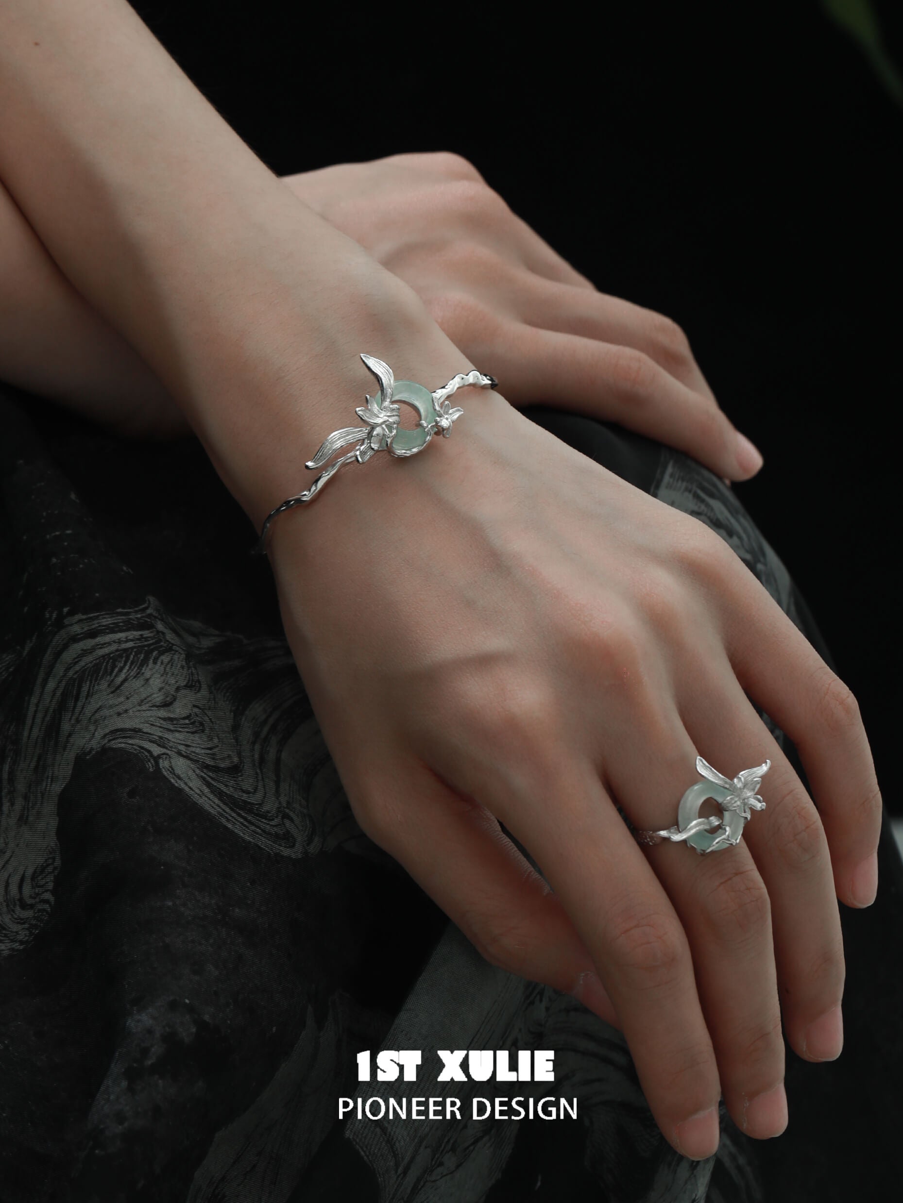 Irises S925 Sterling Silver Jade Rings for Women - Elegant Vintage Style Jewelry for Daily Wear & Special Occasions