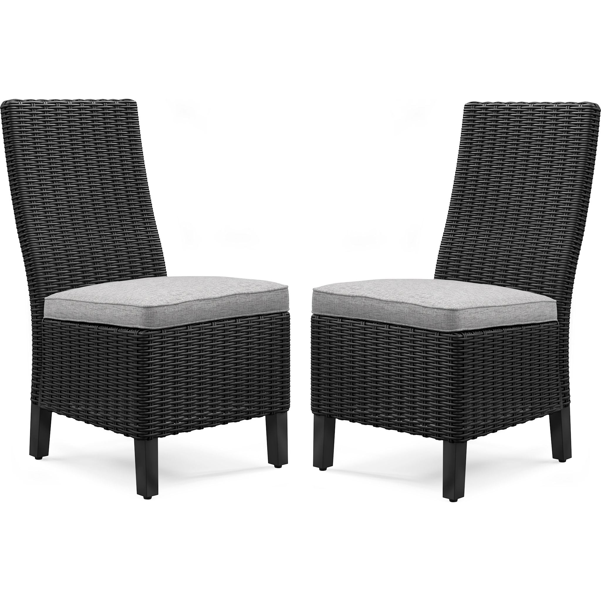 Beachcroft Outdoor Patio Chairs with Cushions (Set of 2) - Waterproof Black & Light Gray Lounge Chairs for Backyard, Poolside, Deck, and Garden Relaxation