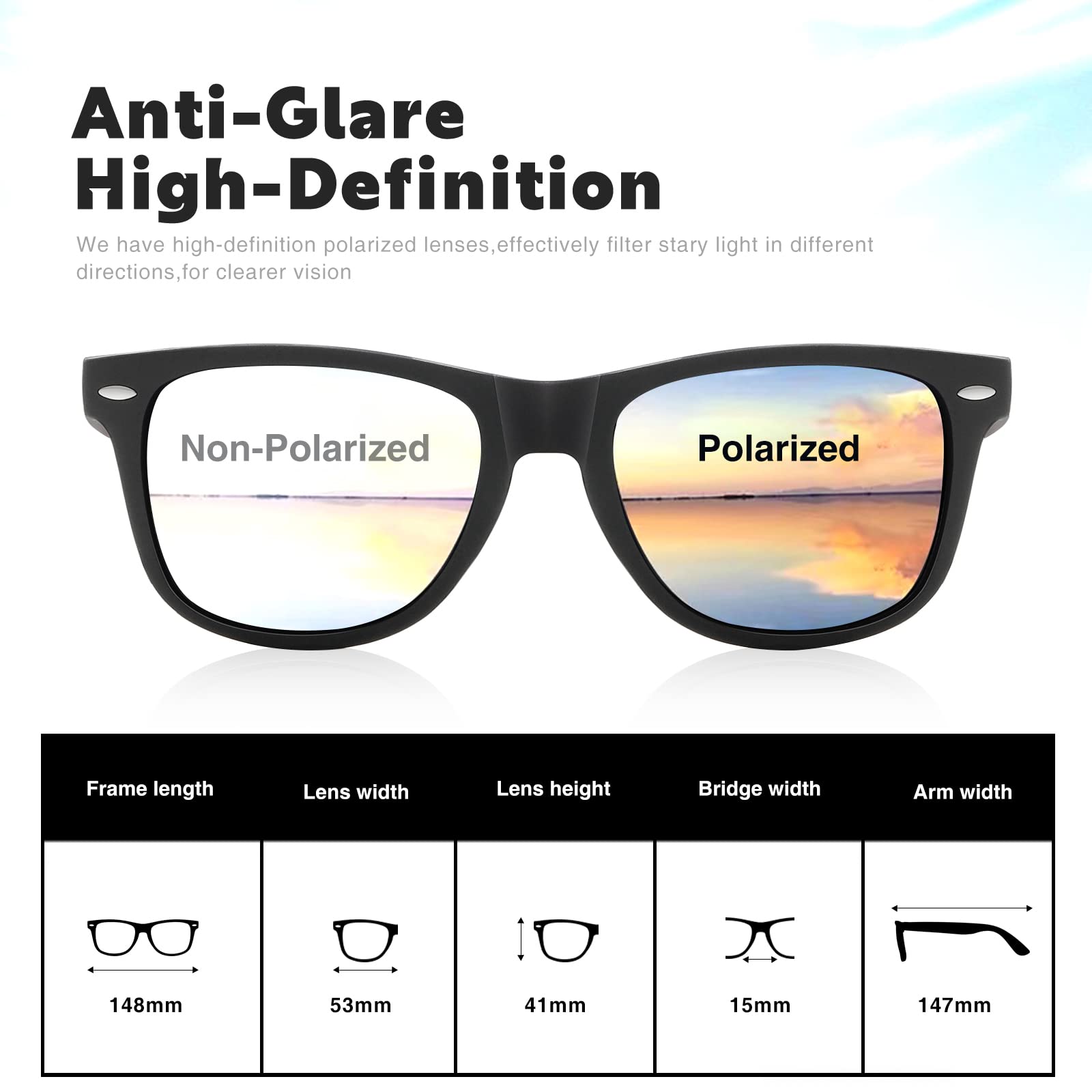 DEMIKOS Polarized Sunglasses for Men & Women - Retro Mirror Lens UV400 Protection - Trendy Driving & Fishing Sunglasses for Outdoor Activities