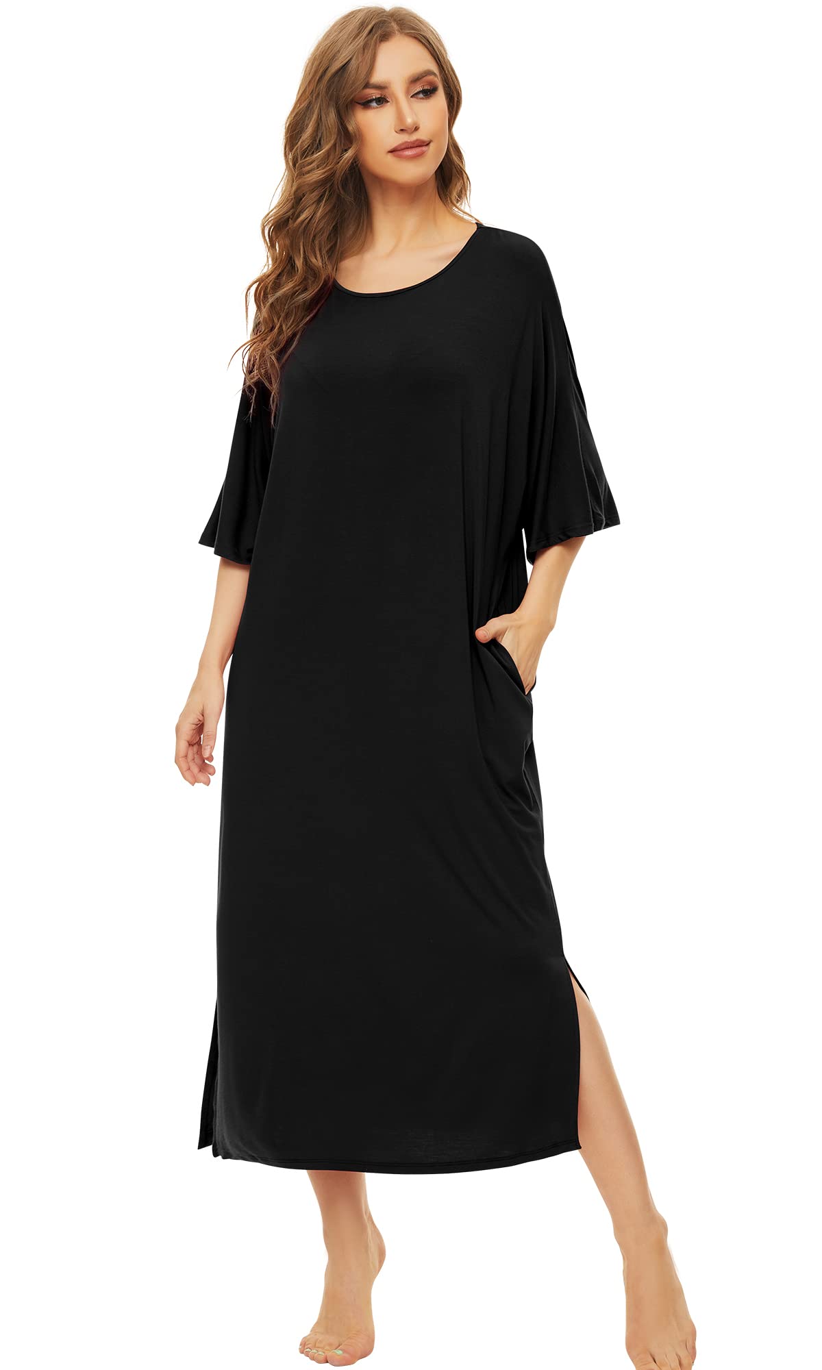 Soft Bamboo Nightgowns for Women - Long Sleeve Sleep Shirt & Comfy Loungewear - Plus Size S-4X - Perfect for Relaxing at Home or Cozy Winter Nights