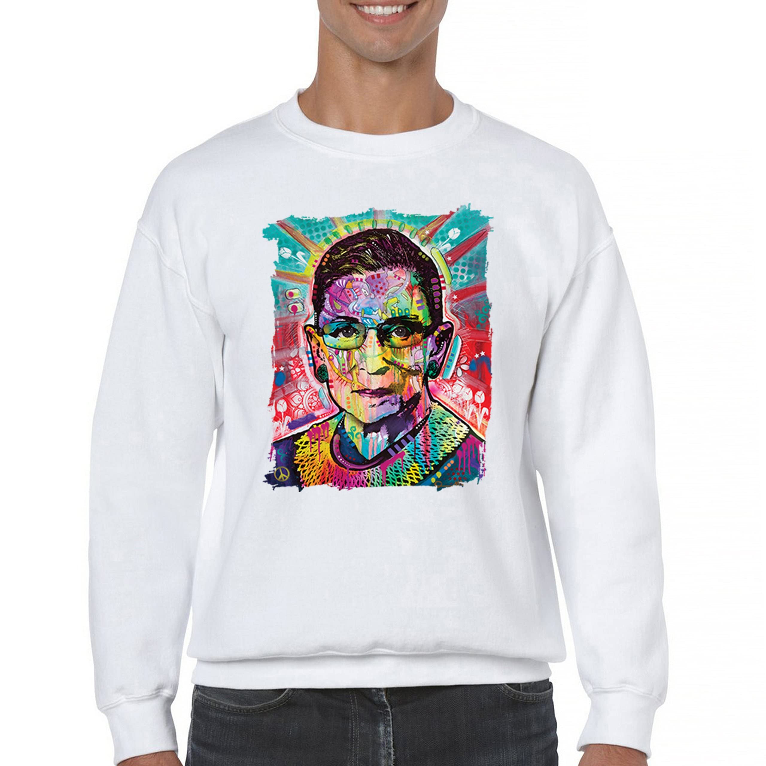 Dean Russo RBG Crewneck Sweatshirt - Ruth Bader Ginsburg Pop Culture Tribute - Supreme Court Justice Apparel for Women & Men - Perfect for Political Events & Feminist Gifts