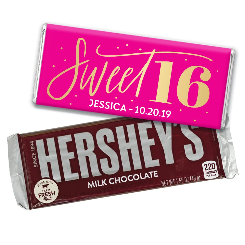 Personalized Sweet 16 Birthday Chocolate Candy Bars - Custom Name & Message - 12 Count - Perfect for Sweet Sixteen Parties, Teen Gifts & Milestone Celebrations
