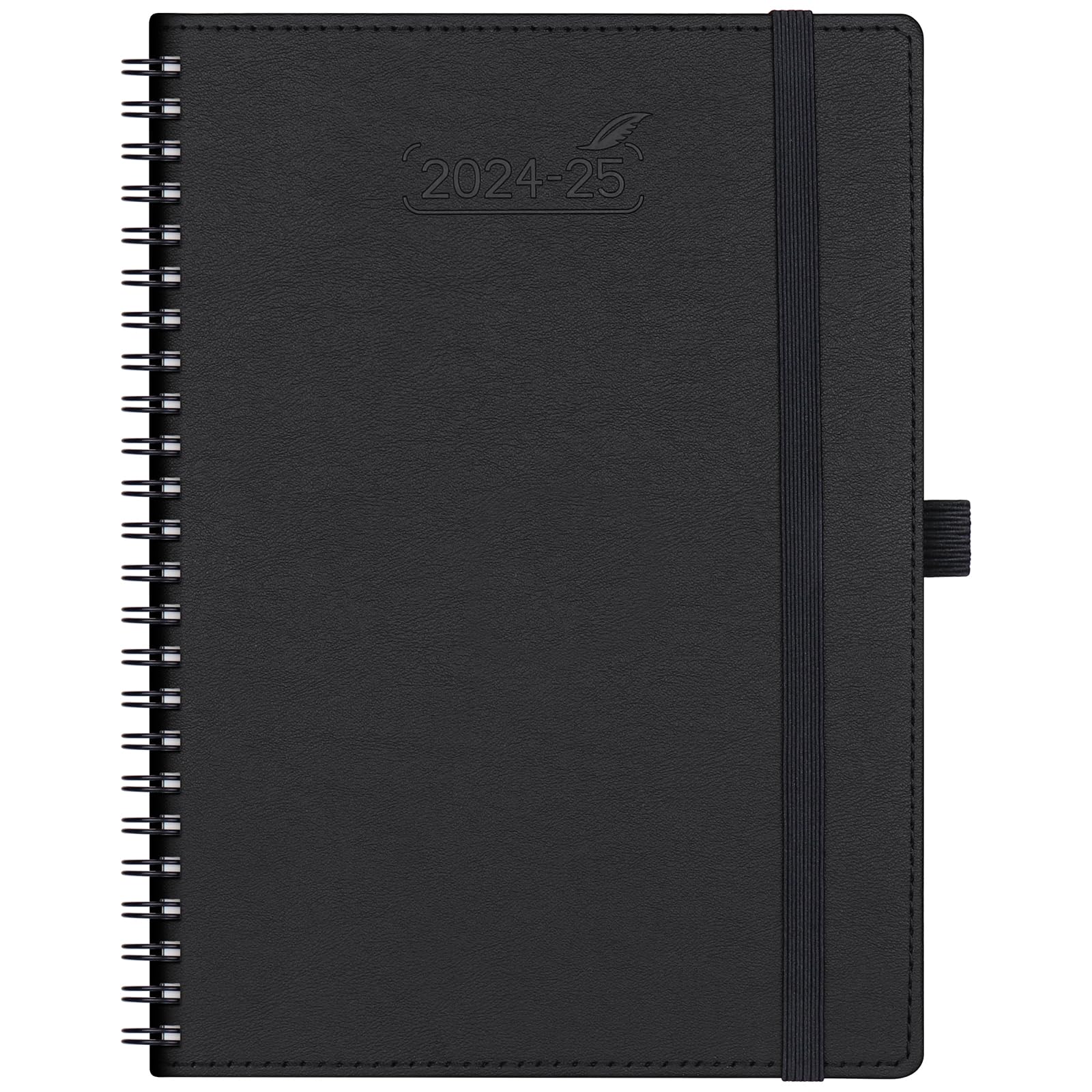 BEZEND 2024-2025 18-Month Weekly Planner | A5 Spiral Bound Academic Diary (July 2024 - December 2025) | Soft PU Leather Cover | Black | Perfect for Students, Professionals & Office Use