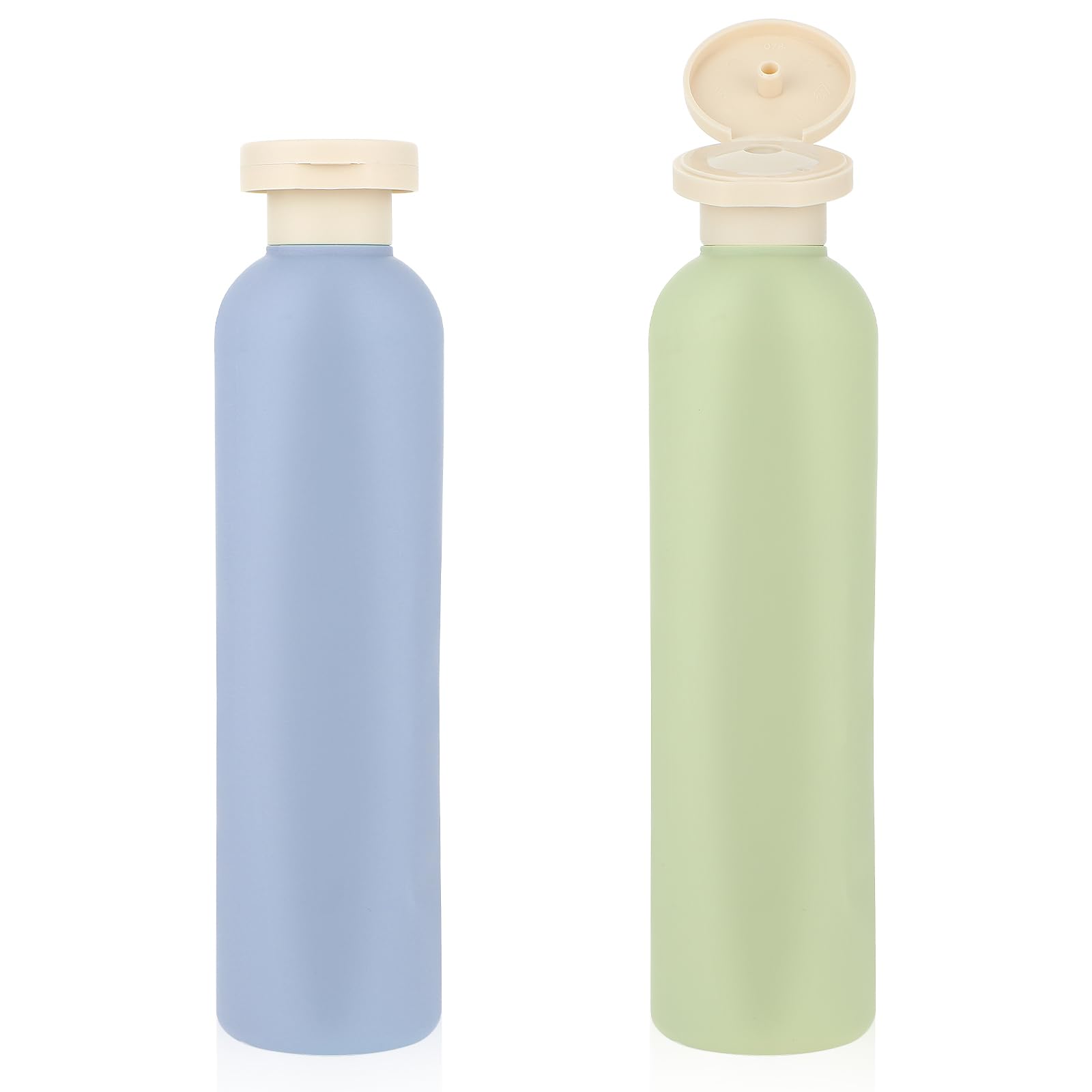WLLHYF 2 Pack Refillable Squeeze Bottles (260ml) - Leak-Proof Travel Containers for Shampoo, Lotion & Creams | BPA-Free Plastic with Flip Top Cap | Perfect for Toiletries, Gym & Air Travel (Green & Blue)