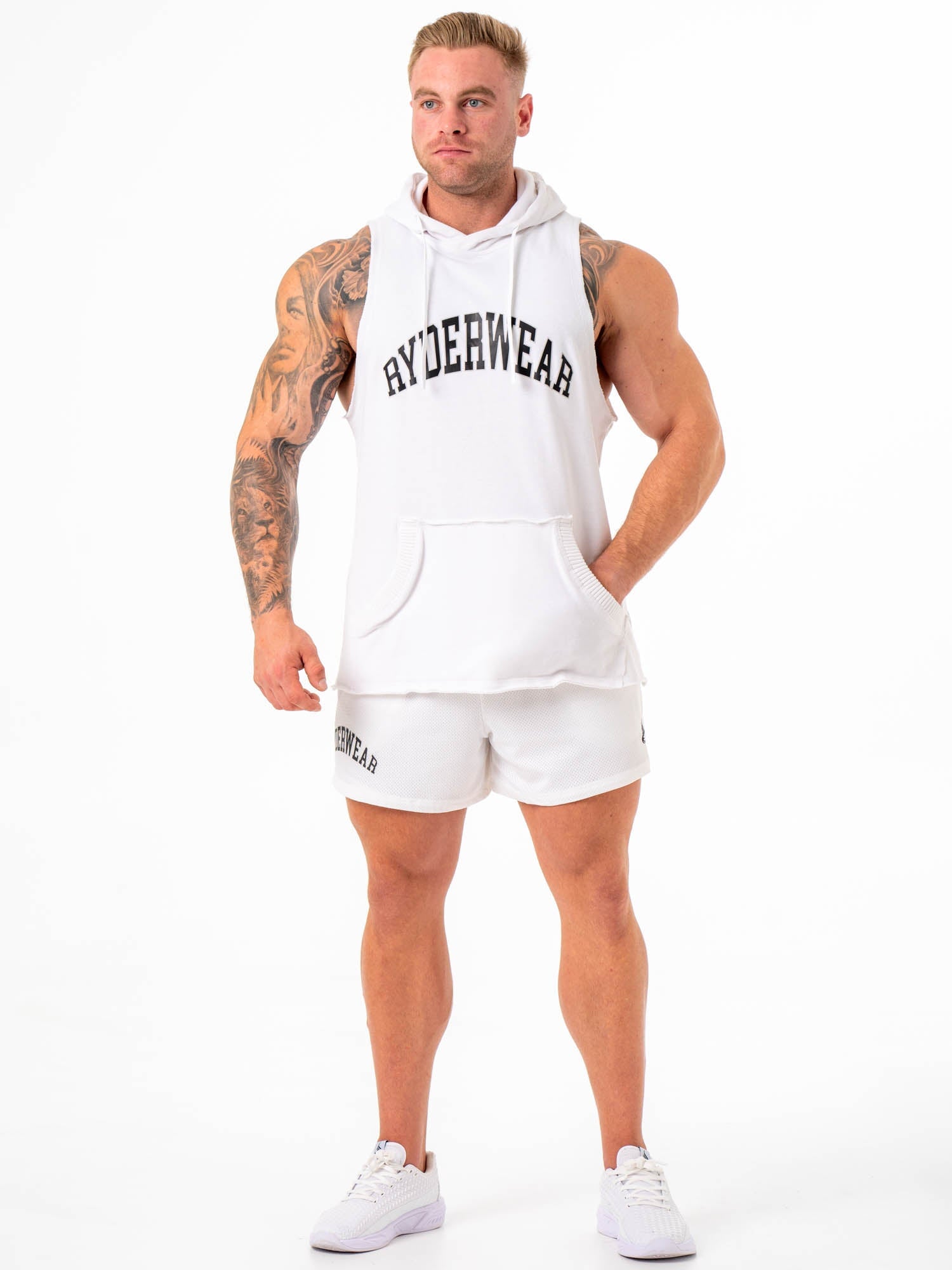 Men's White Collegiate Mesh Athletic Shorts - Comfortable & Breathable for Running, Gym, and Casual Wear