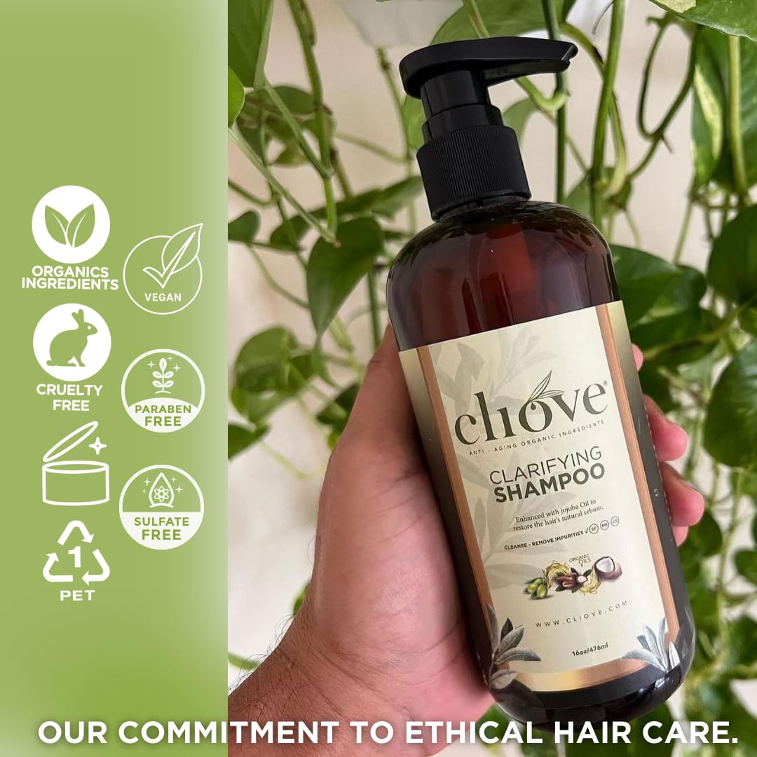 Clean & Pure Clarifying Shampoo for Curly, Oily & Damaged Hair - Sulfate-Free Deep Cleansing & Detox Formula (16oz) | Perfect for Daily Use & Hair Recovery