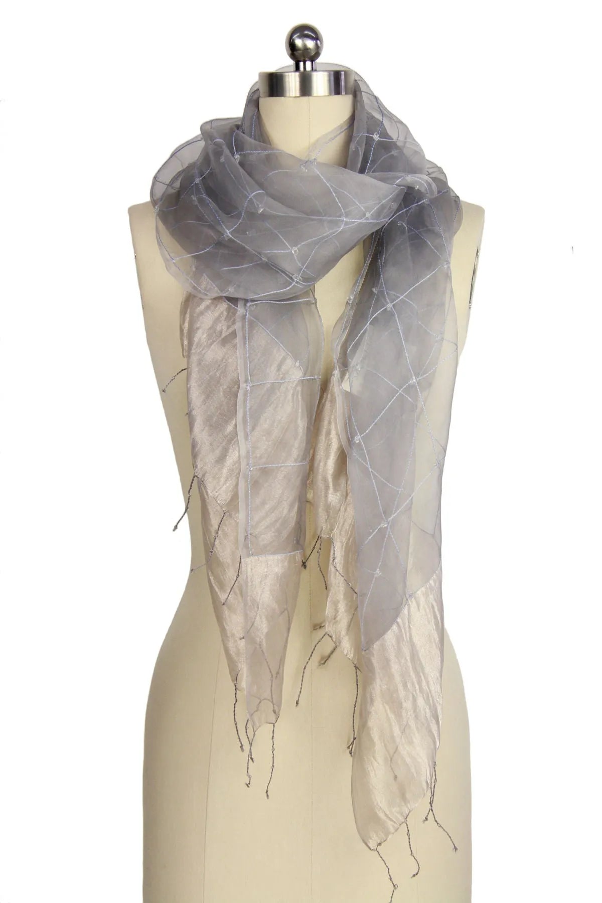 Elegant Silk Fringed Embroidered Scarf for Women - Luxury Fashion Accessory for Parties, Weddings & Special Occasions
