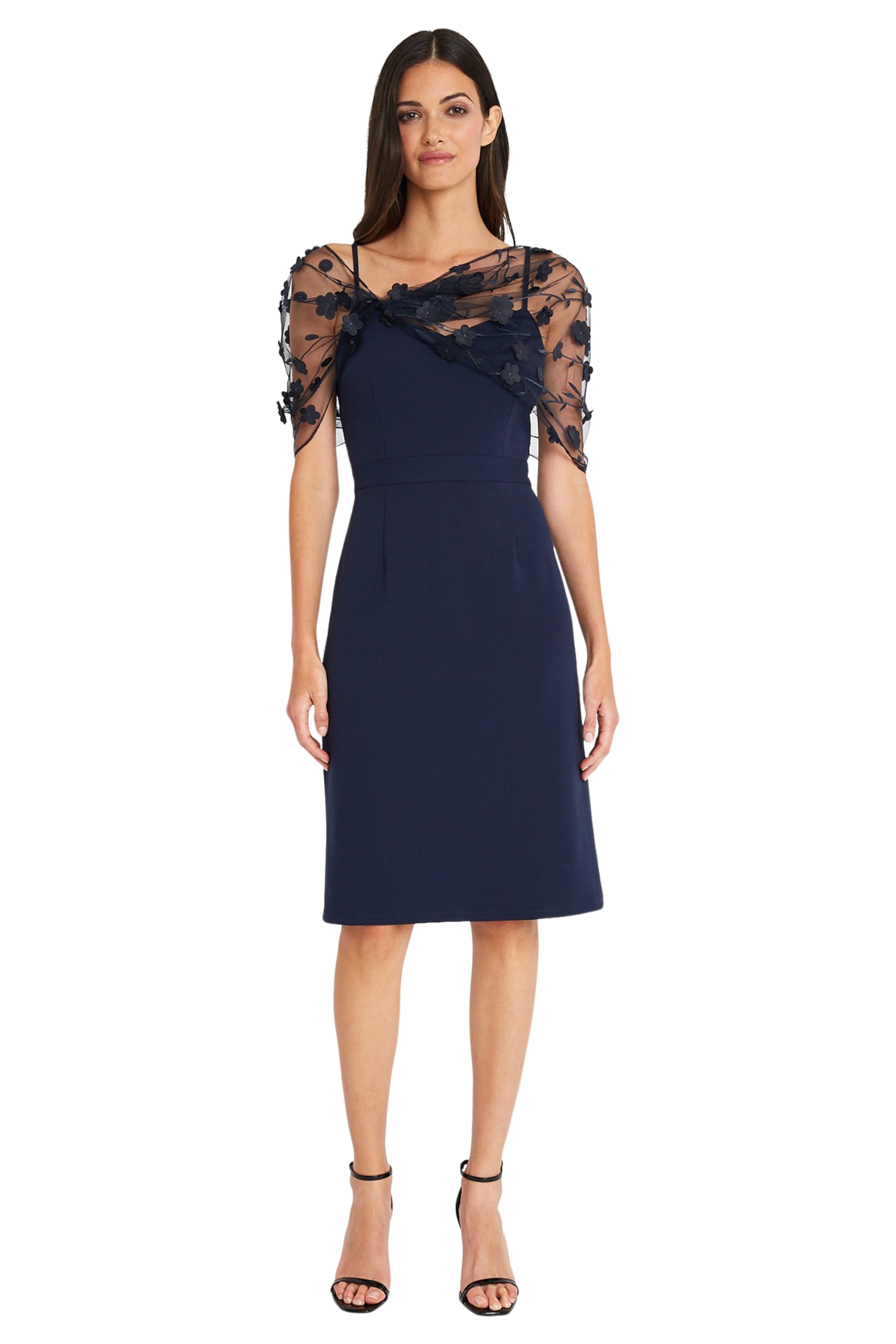 Maggy London Women's Sweetheart Neckline Spaghetti Strap Dress with Shawl Detail | Semi-Formal Evening Gown for Weddings, Parties & Special Occasions