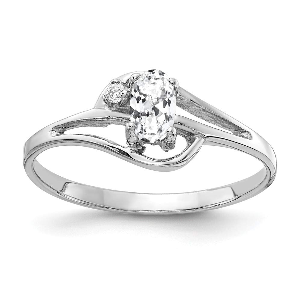 14K White Gold 5x3mm Oval Cubic Zirconia CZ Diamond Anniversary Ring for Women - Elegant Wedding Band, Engagement Ring & Gift for Her - Perfect for Anniversaries, Proposals & Special Occasions