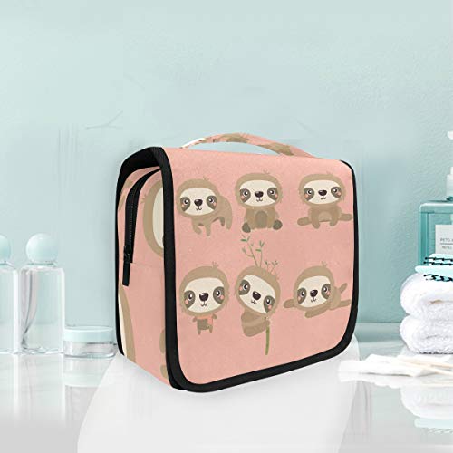 Domook Hanging Travel Toiletry Bag - Cute Sloth Design Cosmetic Organizer for Men & Women - Perfect for Makeup, Toiletries & Travel Essentials - Ideal for Camping, Gym & Vacation Trips