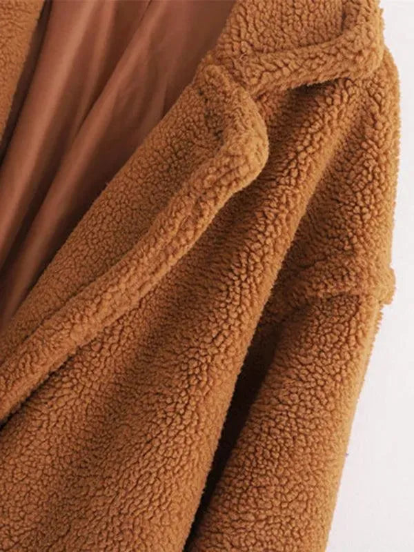 Women's Warm Fur Woolen Overcoat - Winter Fashion Coat for Women, Soft & Cozy Outerwear with Thick Insulation - Perfect for Cold Weather, Snow Days & Outdoor Activities