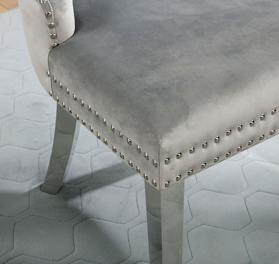 Contemporary Gray Flannelette 2-Piece Side Chairs Set - Button Tufted Upholstered Dining Chairs with Wingback Design | Perfect for Modern Dining Rooms, Kitchen Nooks & Small Spaces