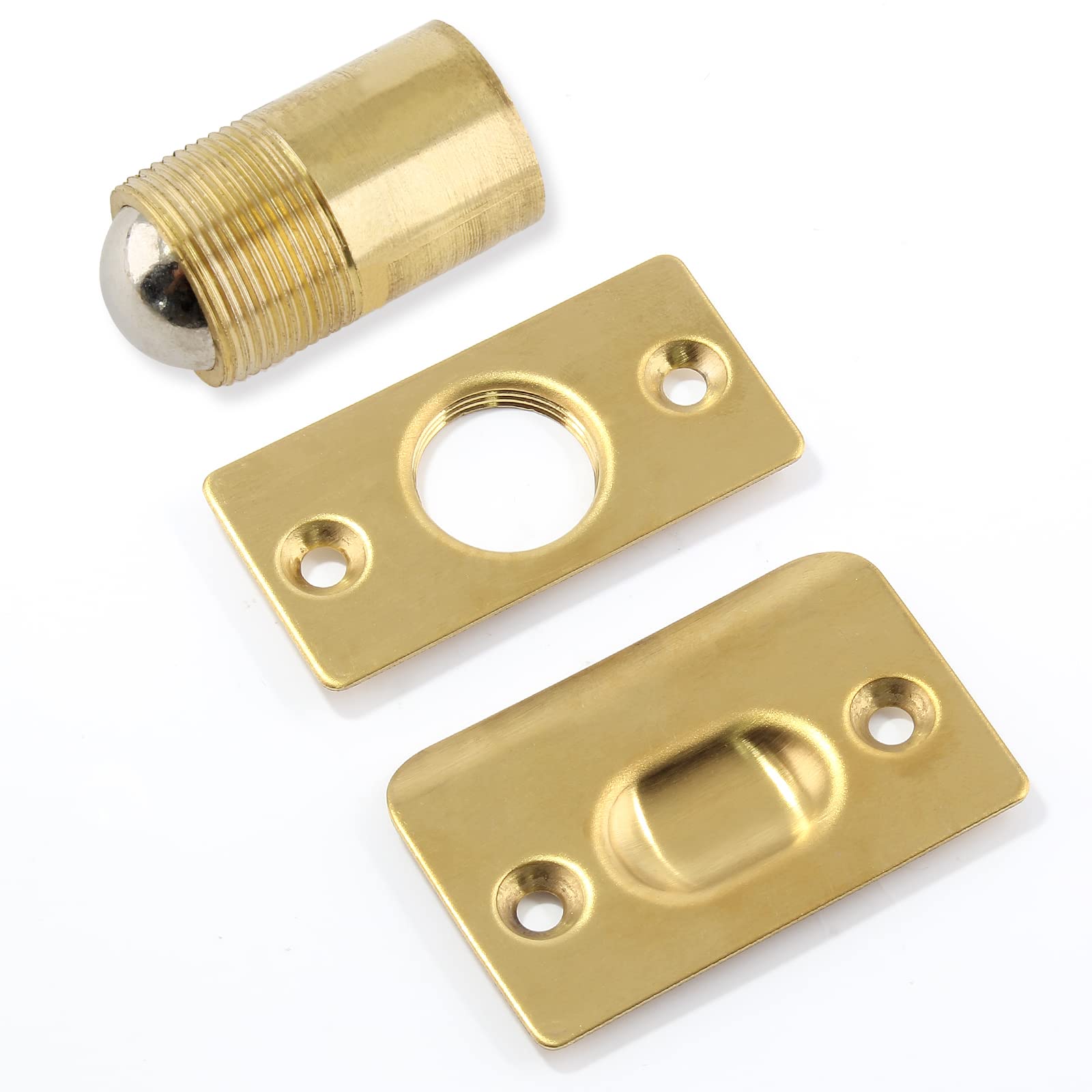 Murtenze 2 Pack 2-1/8 Inch Stainless Steel Adjustable Ball Catch Door Hardware with Strike Plate & Screws - Gold Finish for Cabinet, Closet & Door Installation | Perfect for Home, Office & Furniture Repair