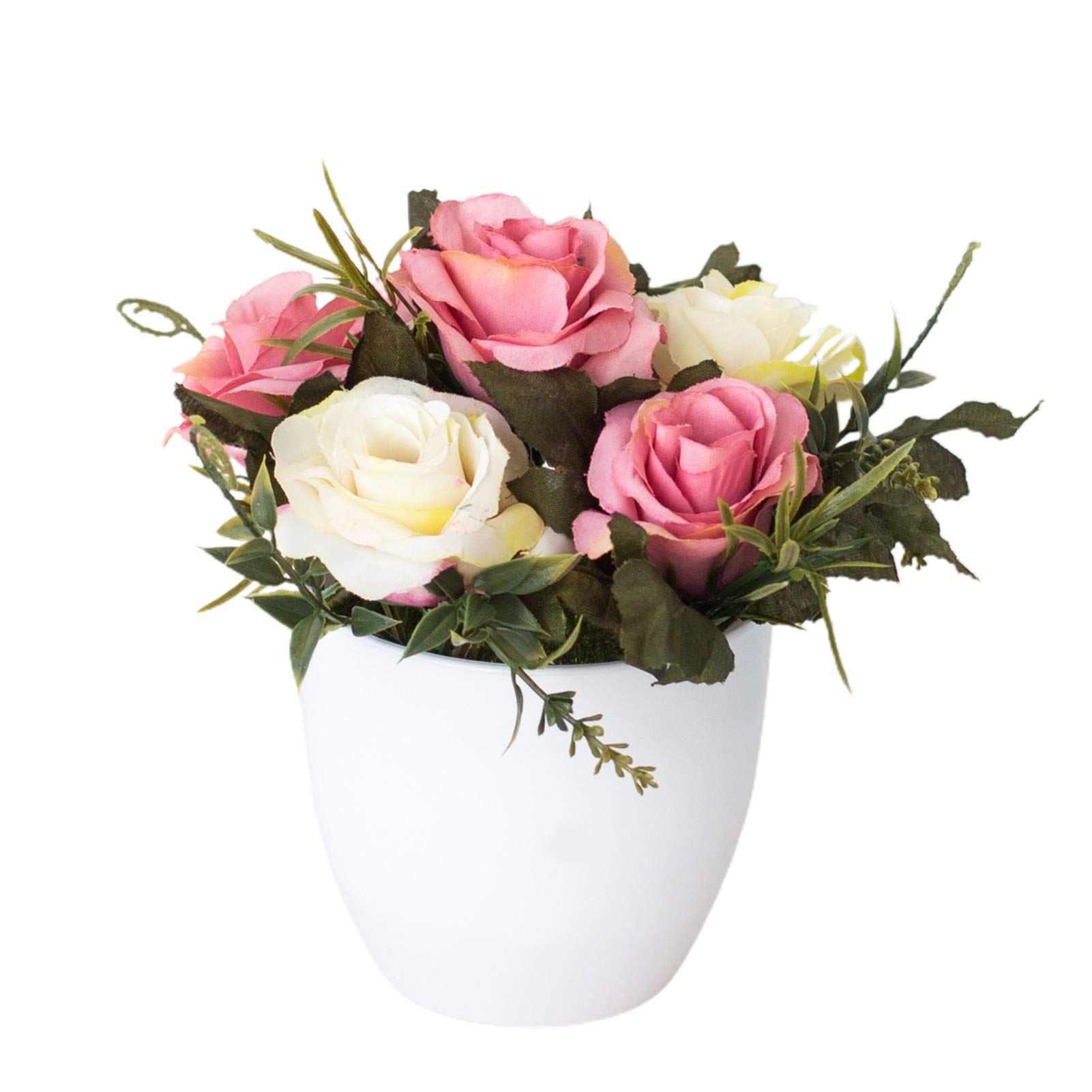 Walbest Artificial Plants - Fake Flowers Pine Tree & Magnolia Rose Simulation Bonsai for Home, Shop, and Showcase Decor (Rose Red) | Perfect for Living Room, Office, and Wedding Centerpieces