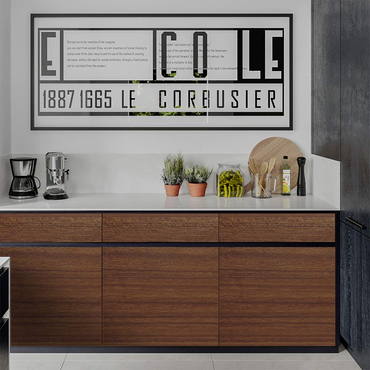 TOTIO Brown Wood Grain Contact Paper - Thick Walnut Peel & Stick Wallpaper | Waterproof Removable Adhesive Vinyl Wrap for Countertops, Tables & Walls | DIY Home Decor, Kitchen Backsplash, Furniture Makeover