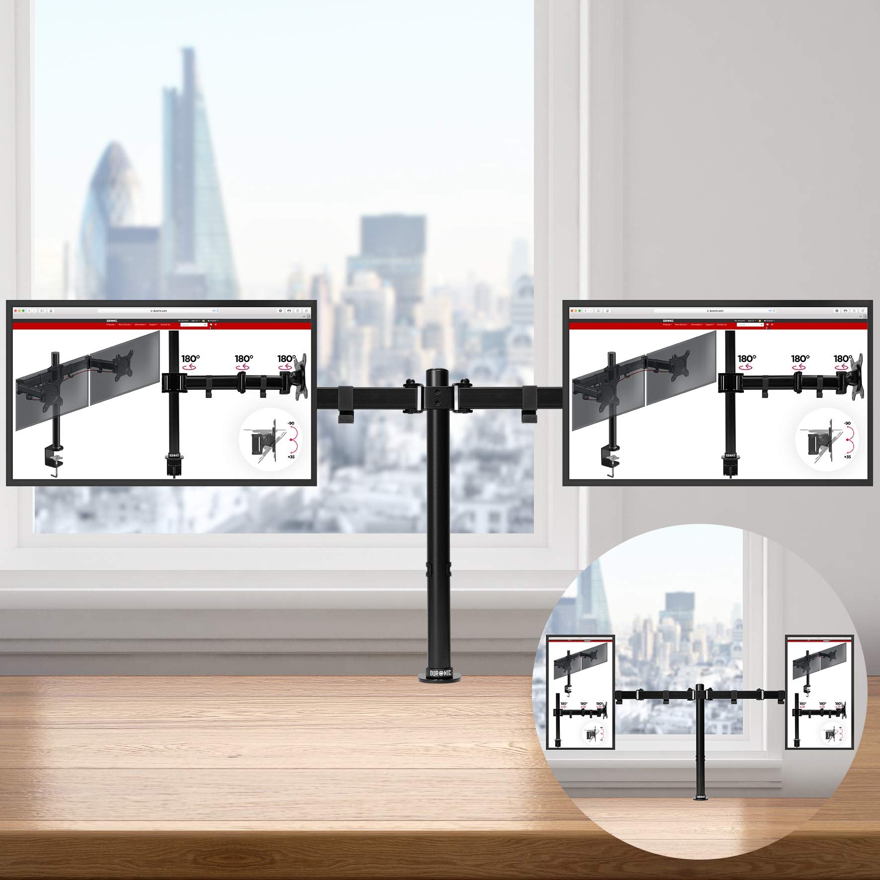 Duronic DM152 Dual Monitor Stand - Adjustable Double Monitor Arm for 13-27