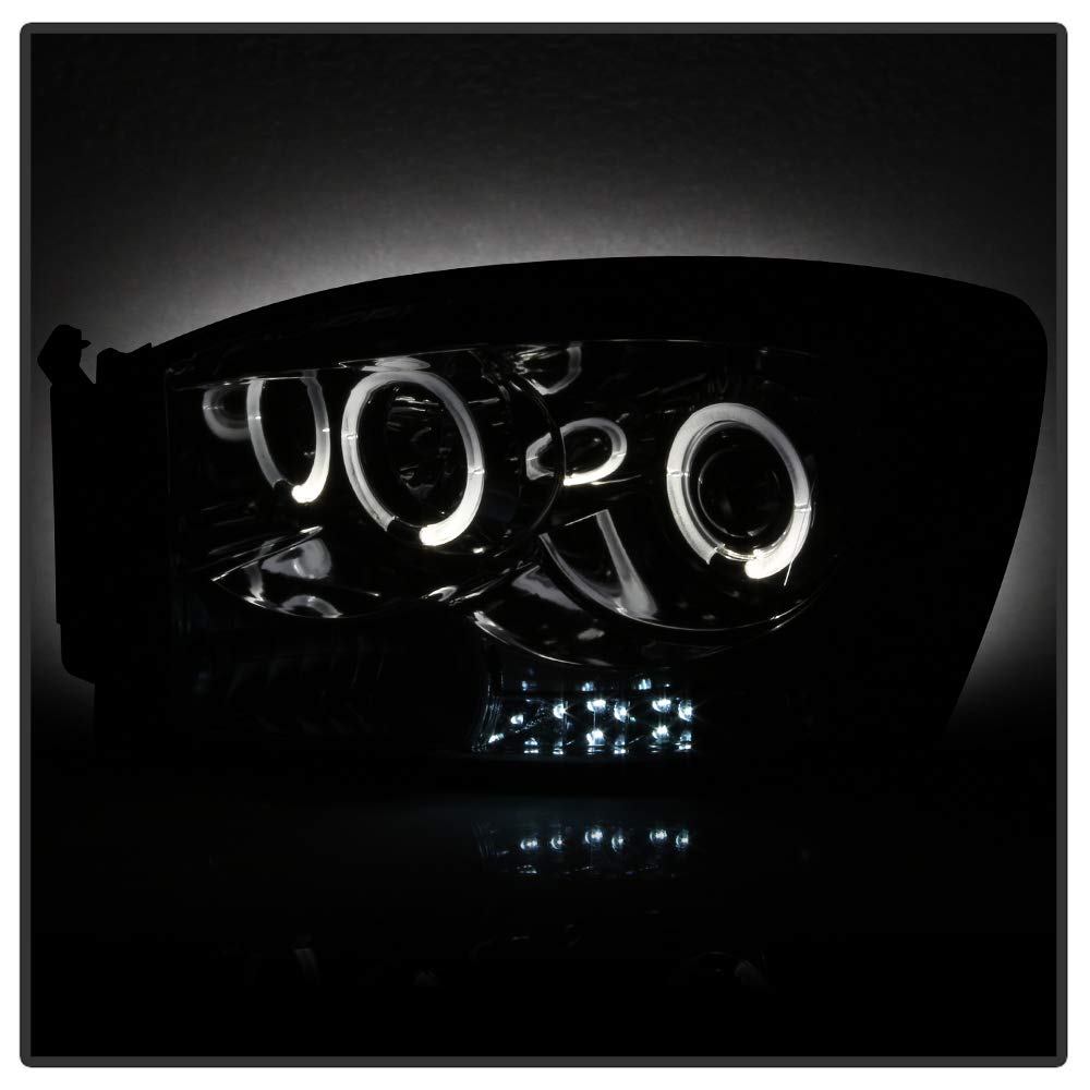 High-Performance LED Halo Headlights for Dodge Ram 1500 (2006-2008) - Chrome/Smoked Lens - Durable & Bright for Night Driving & Off-Road Adventures