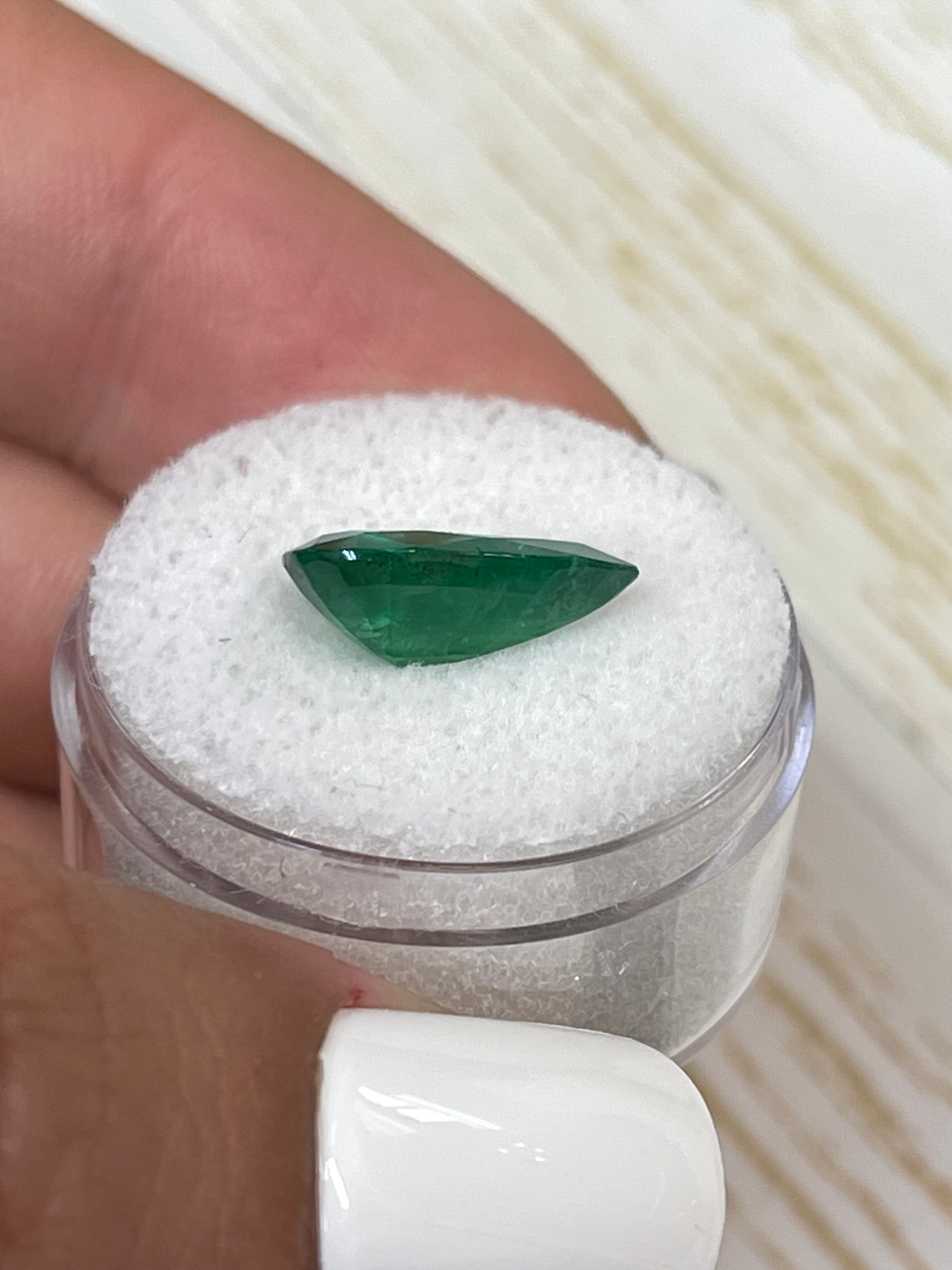 3.78 Carat 14x10mm Deep Green Natural Loose Zambian Emerald Pear Cut Gemstone for Jewelry Making, Engagement Rings & Luxury Gifts