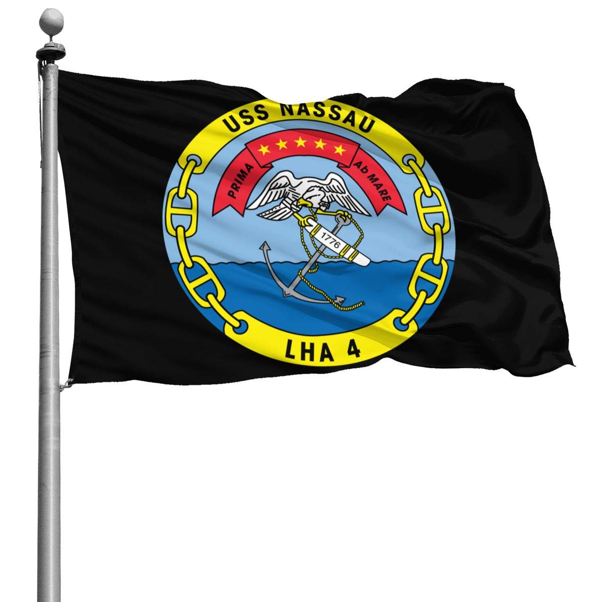 USS Nassau LHA-4 Garden Flag 4x6 Ft - American Military Navy Banner, Durable Outdoor House Flag for Yard, Porch & Patriotic Decor - Perfect for Veterans Day, Memorial Day & Navy Pride Displays