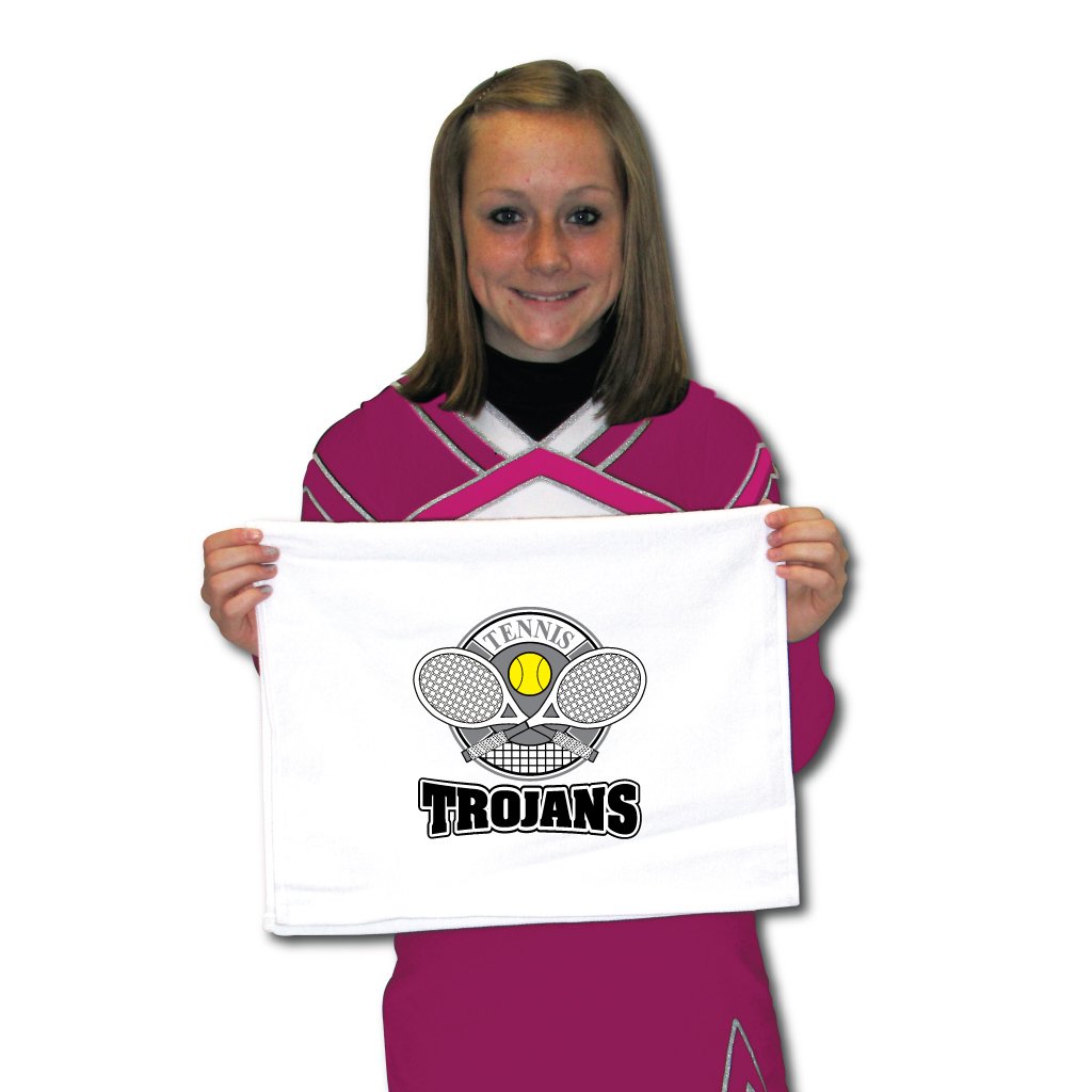 VictoryStore Premium Trojan Mascot Tennis Team Towels - 15-Piece Set | Absorbent Sports Towels for Tennis Teams, Gyms & School Athletics | Bulk Team Towels for Players, Coaches & Fans