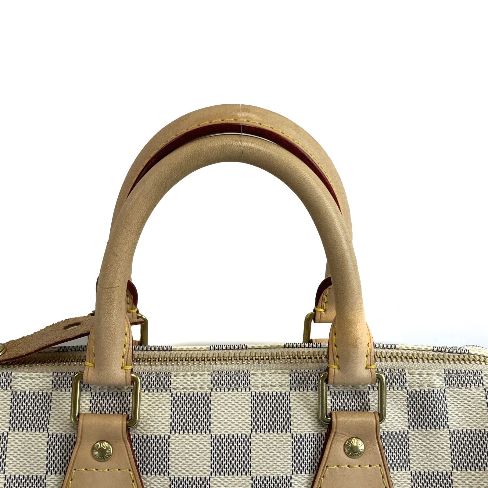 Authentic Louis Vuitton Damier Azur Speedy 25 Handbag - White & Blue Canvas with Top Handle | Luxury Shoulder Bag for Women, Perfect for Work, Travel & Everyday Use