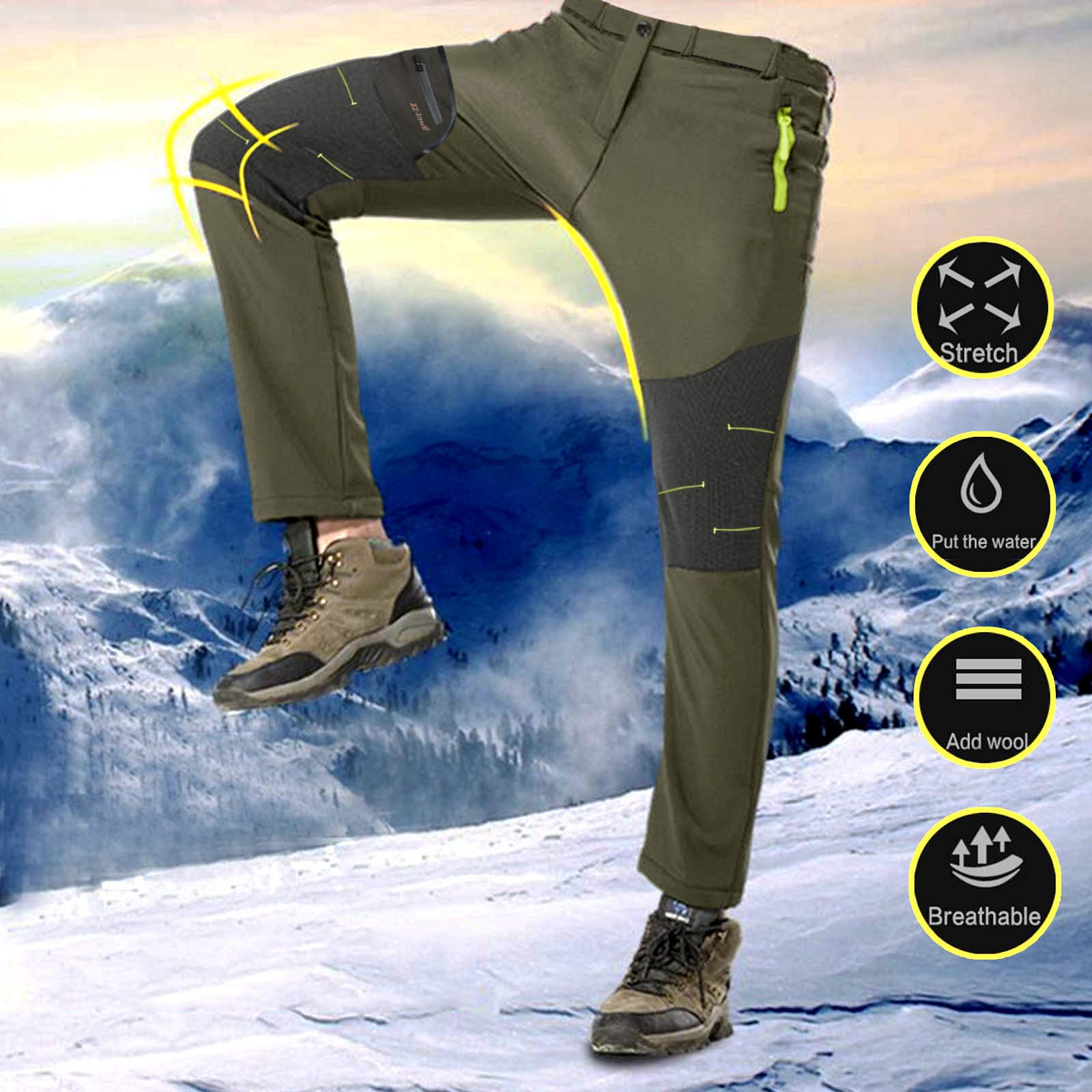 Waterproof Hiking Pants for Men - Windproof Outdoor Camping Trousers with Warm Lining | Perfect for Trekking, Backpacking & Winter Adventures