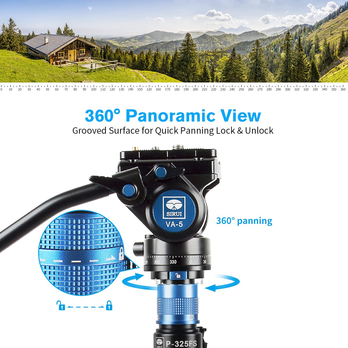 SIRUI P-325FS 148cm Carbon Fiber Camera Monopod with Removable Tripod Base & VA-5 Fluid Head - Professional DSLR Monopod for Photography & Videography - Supports 10kg Load - Perfect for Travel, Outdoor Shooting & Video Recording