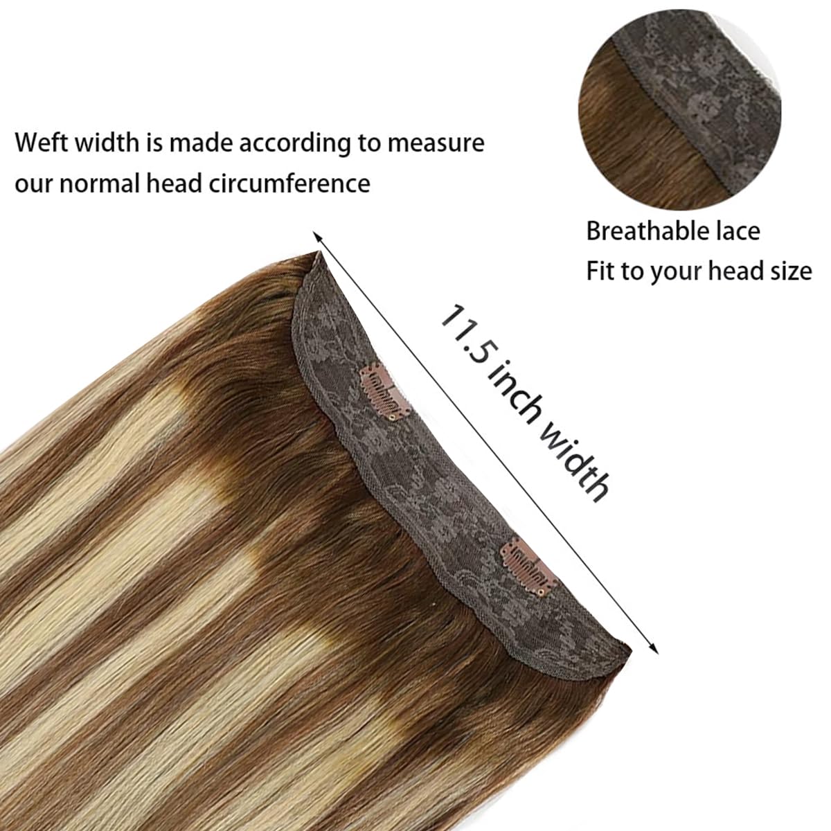 RECOOL 20 Inch Real Human Hair Extensions - Balayage Chocolate Brown with Golden Blonde Remy Hair, Invisible Wire Clip-Ins for Straight Hair | Perfect for Parties, Weddings & Daily Styling