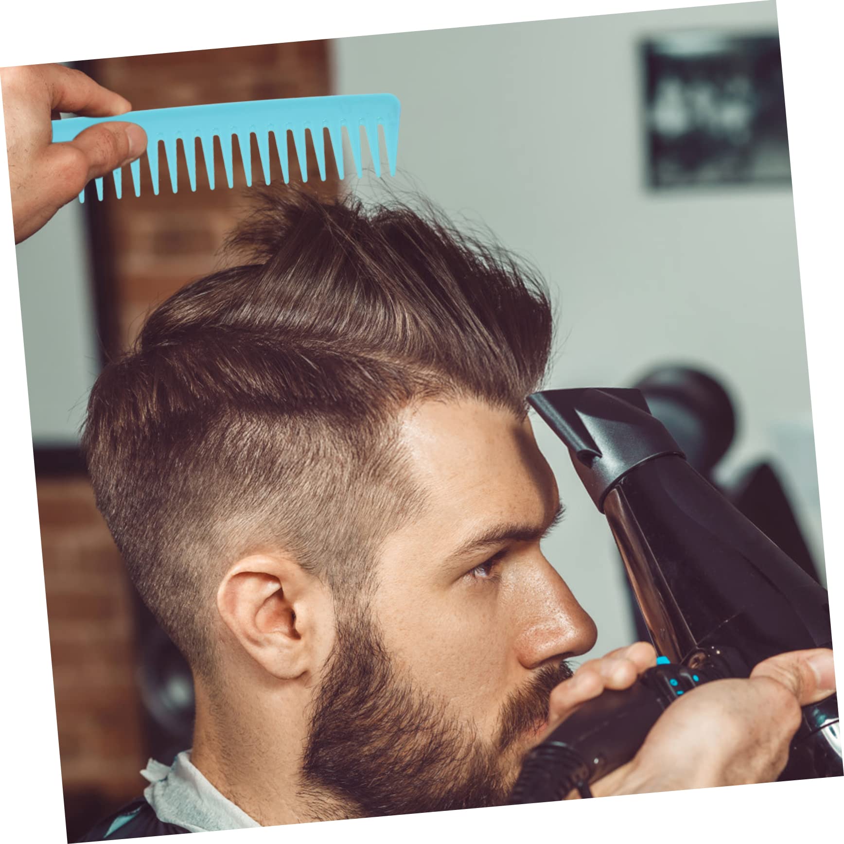 Minkissy Wide Tooth Comb Set - 5 Pack Professional Hair Styling Combs for Wet & Dry Hair | Gentle Detangling, No Knots, Comfort Grip | Perfect for Barbershop, Salon & Home Hair Care (Black)