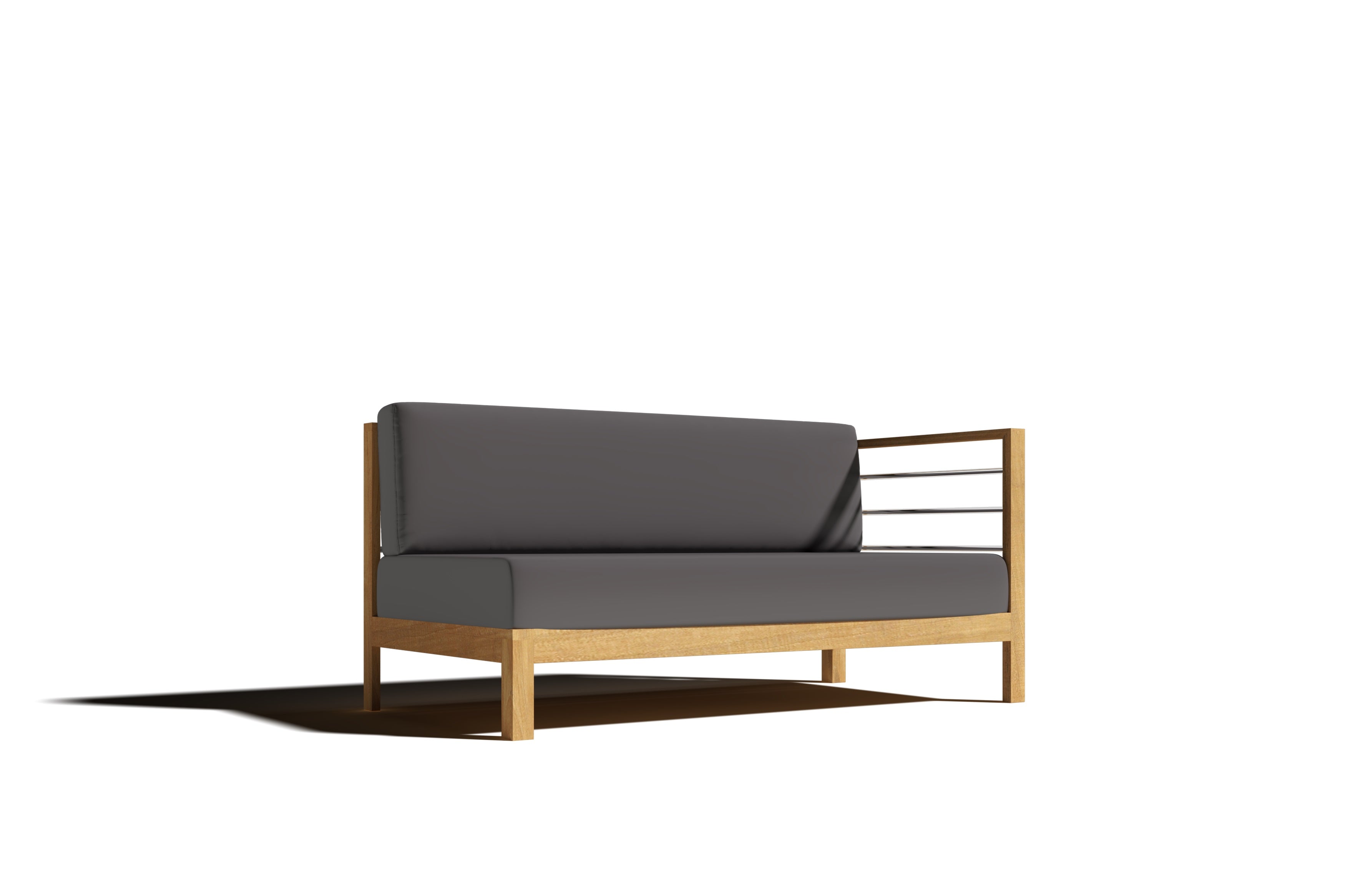 Premium Leon Teak Outdoor Sectional Right Sofa with Sunbrella Charcoal Cushion - Durable Patio Furniture for Backyard, Poolside & Garden Relaxation