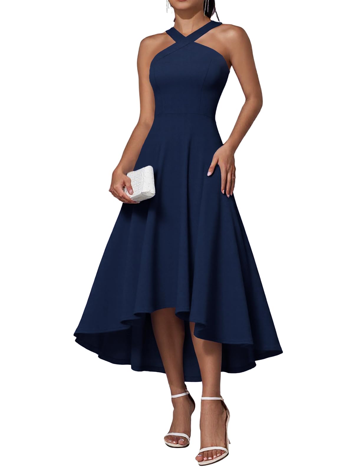 DRESSTELLS Women's Elegant Cocktail Dress | 2025 Summer Wedding Guest Halter High-Low Party Gown | Perfect for Formal Events, Bridal Showers & Evening Parties