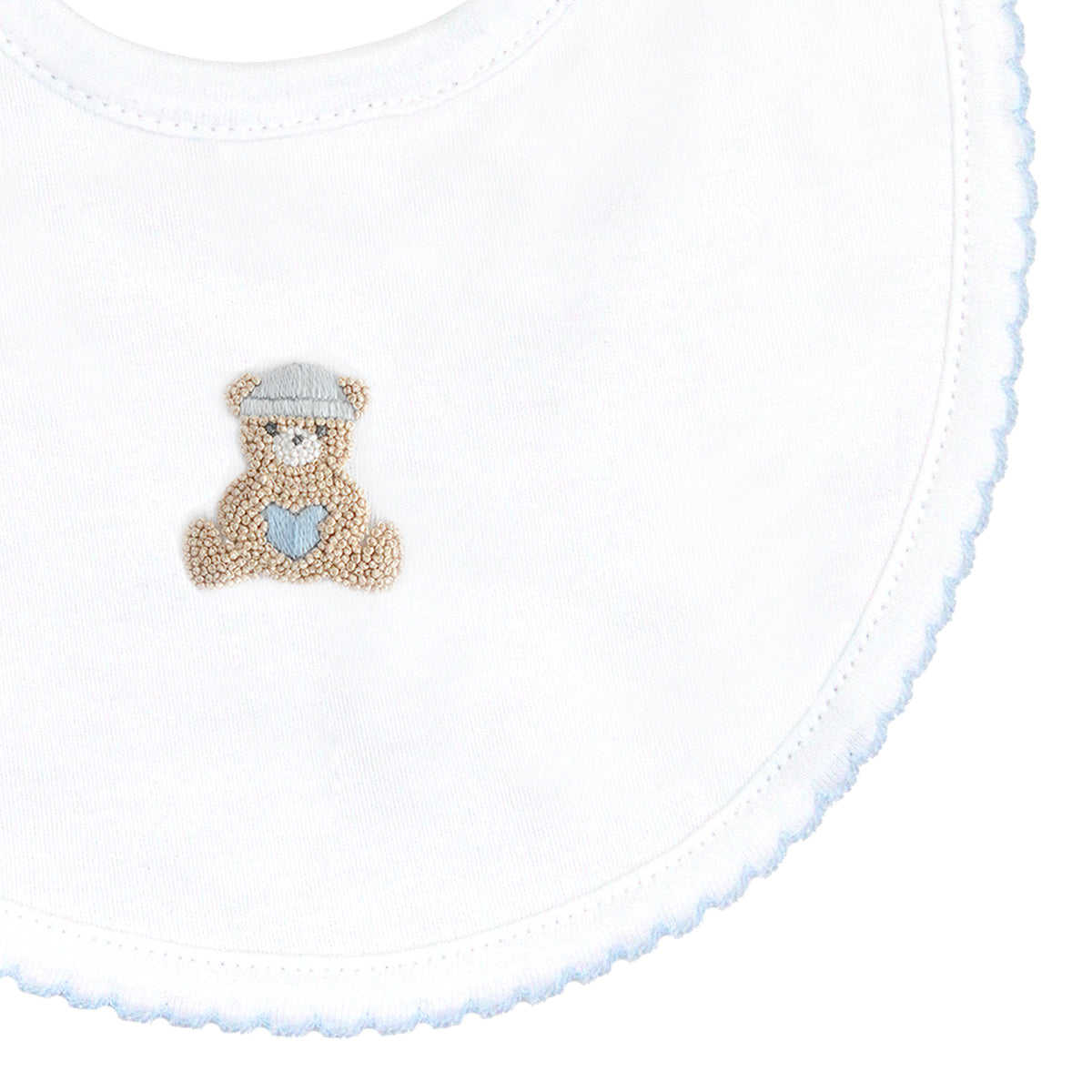 Adorable Teddy Bear Embroidery Baby Bib for Boys - Perfect for Feeding, Drooling & Photo Shoots
