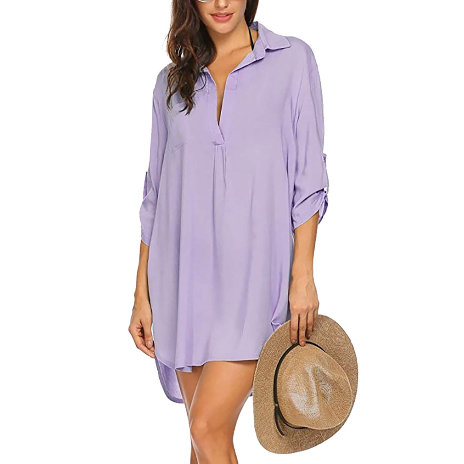 Rteyno Women's Swimsuit Cover Up - Lightweight Beach Shirt & Bikini Cover Dress for Swimming, Pool Party, Vacation and Summer Outfits