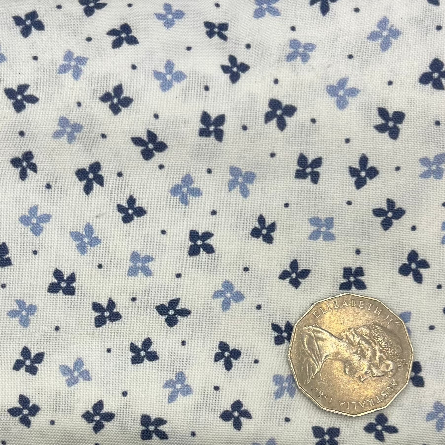 Blue and White Small Floral Print Fabric - Perfect for DIY Crafts, Home Decor, and Fashion Accessories