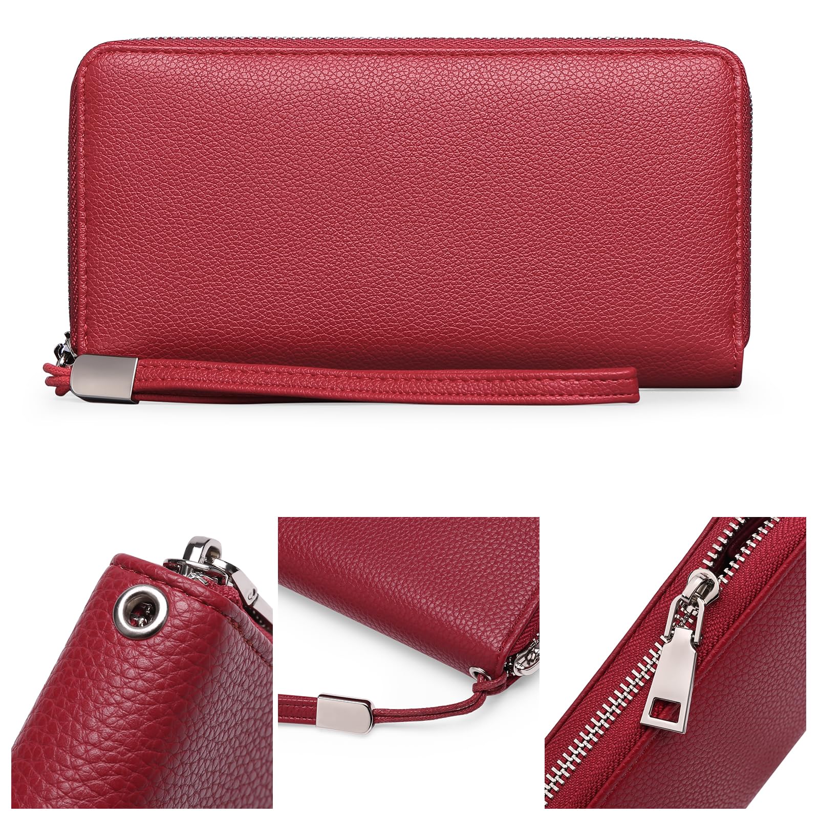 GOIACII Genuine Leather Women's Wallets - Large Capacity RFID Blocking Long Purse with Detachable Wrist Strap | Credit Card Holder & Cash Organizer for Everyday Use, Travel, and Shopping