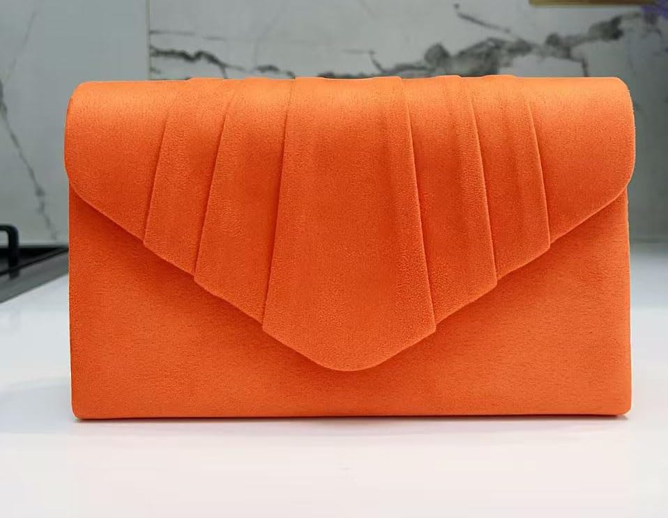 Leah Ward Women's Suede Glitter Clutch Purse - Elegant Evening Bag for Weddings, Parties & Special Occasions | Sparkly Handbag for Prom, Cocktail Events & Date Nights