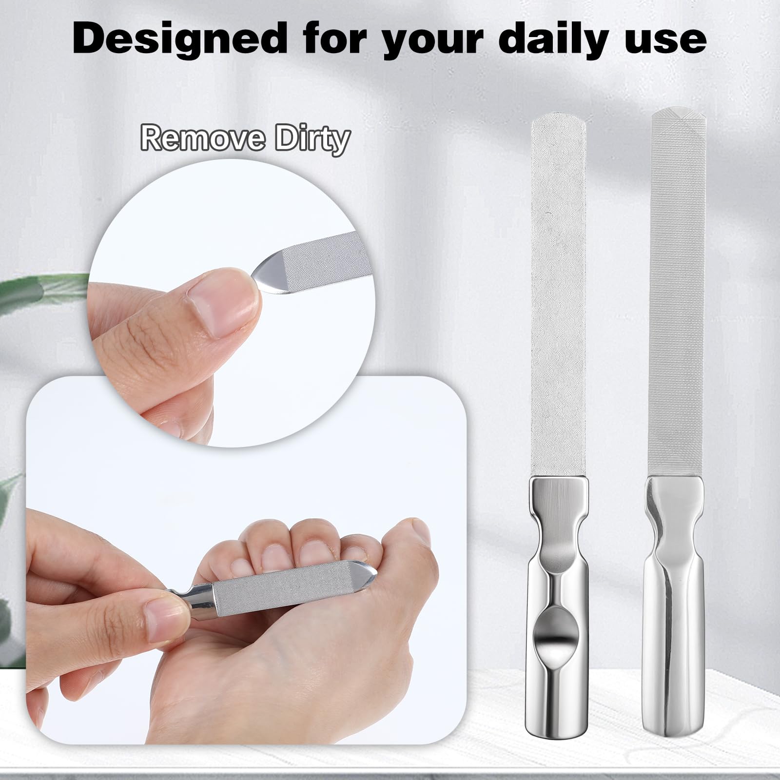Professional Stainless Steel Nail File for Natural Nails - Double Sided Anti-Slip Nail Filer with PU Leather Case | Perfect for Manicures, Pedicures & At-Home Nail Care